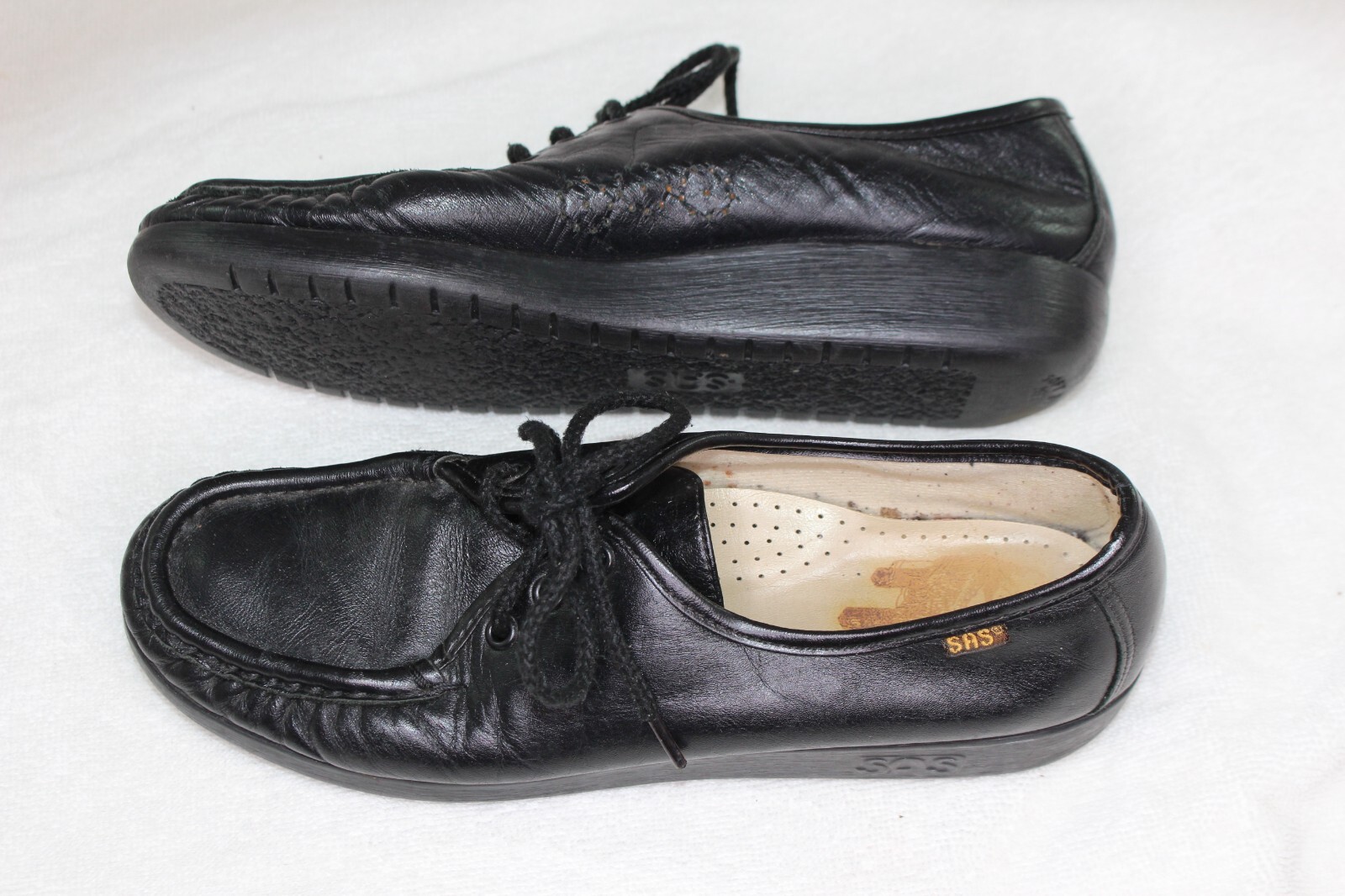 SAS Siesta Genuine Handsewn Women’s Comfort Leather Lace Up MOC Shoes Size 8