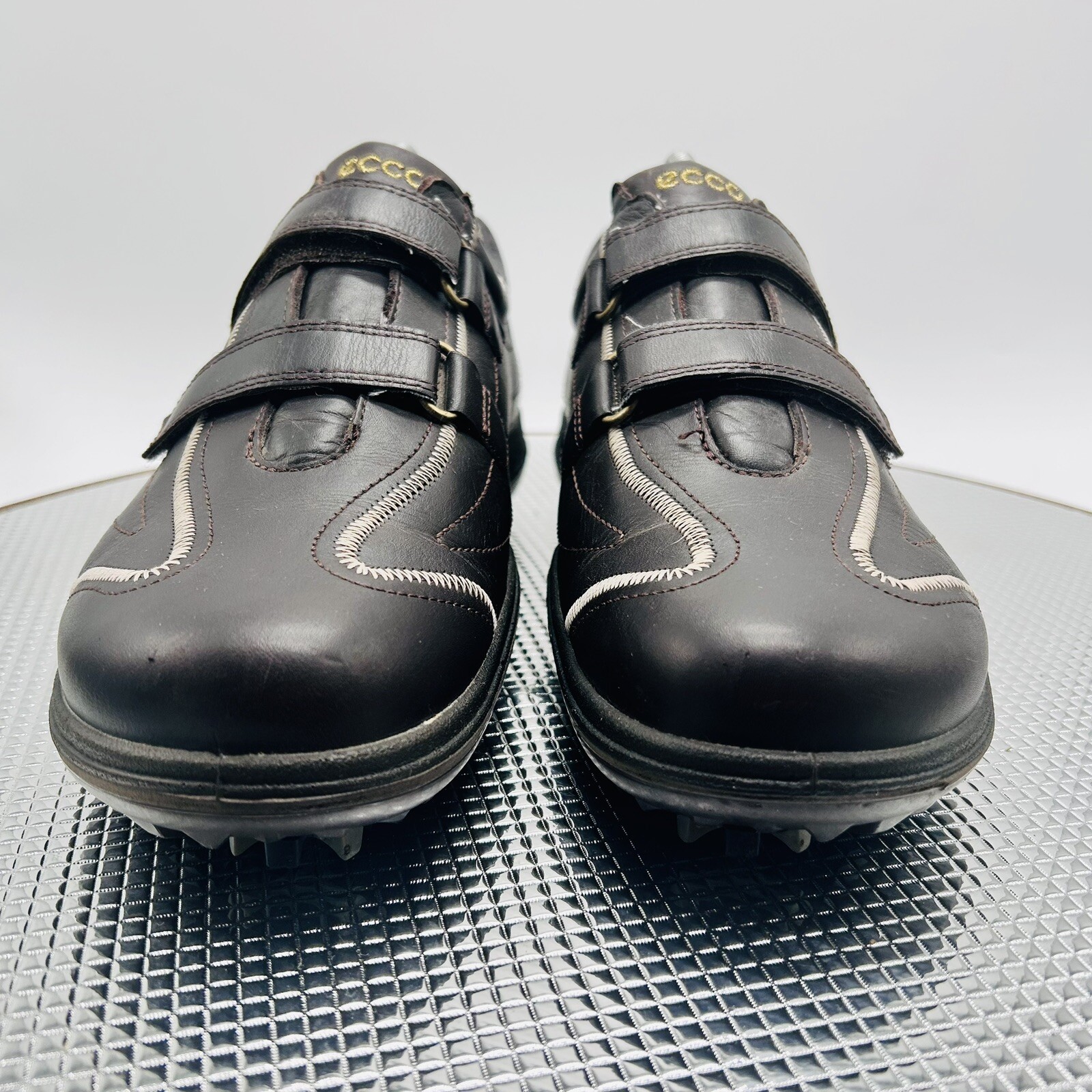 Ecco Hydromax Women Size US 9 EU 40 Comfort Brown Leather Hook & Loop Golf Shoes
