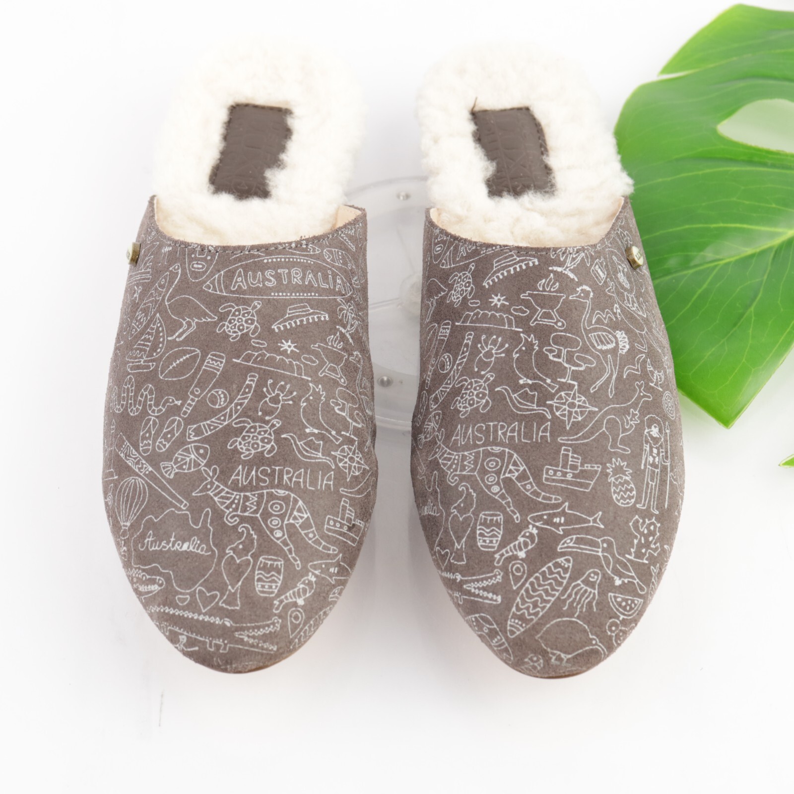 Australia Luxe Collective Womens Marcos Mule Size 8 Gray Suede Sherpa Slippers