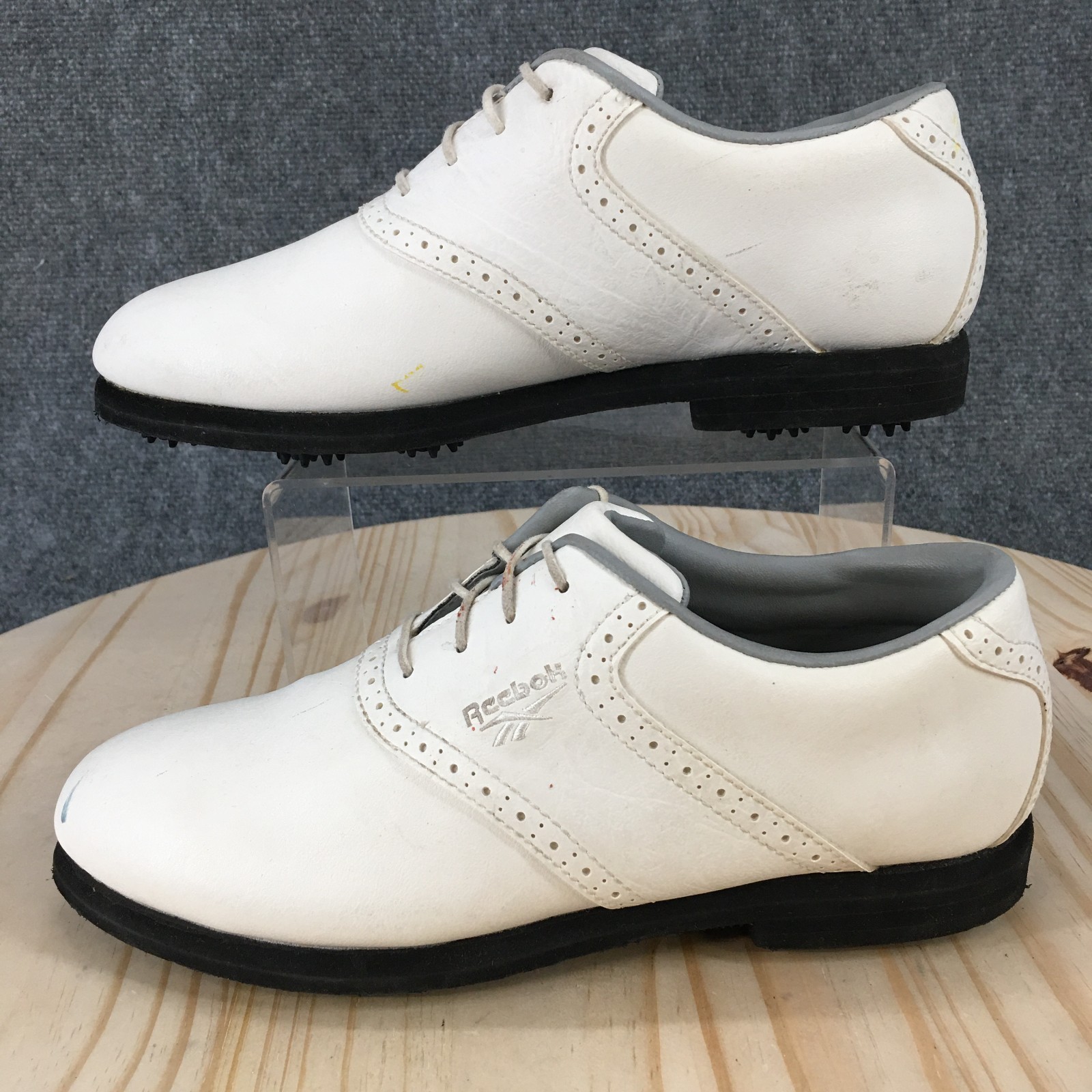 Reebok Golf Shoes Womens 8.5 Classic Lace Up Brogues Oxford Cleats White Leather