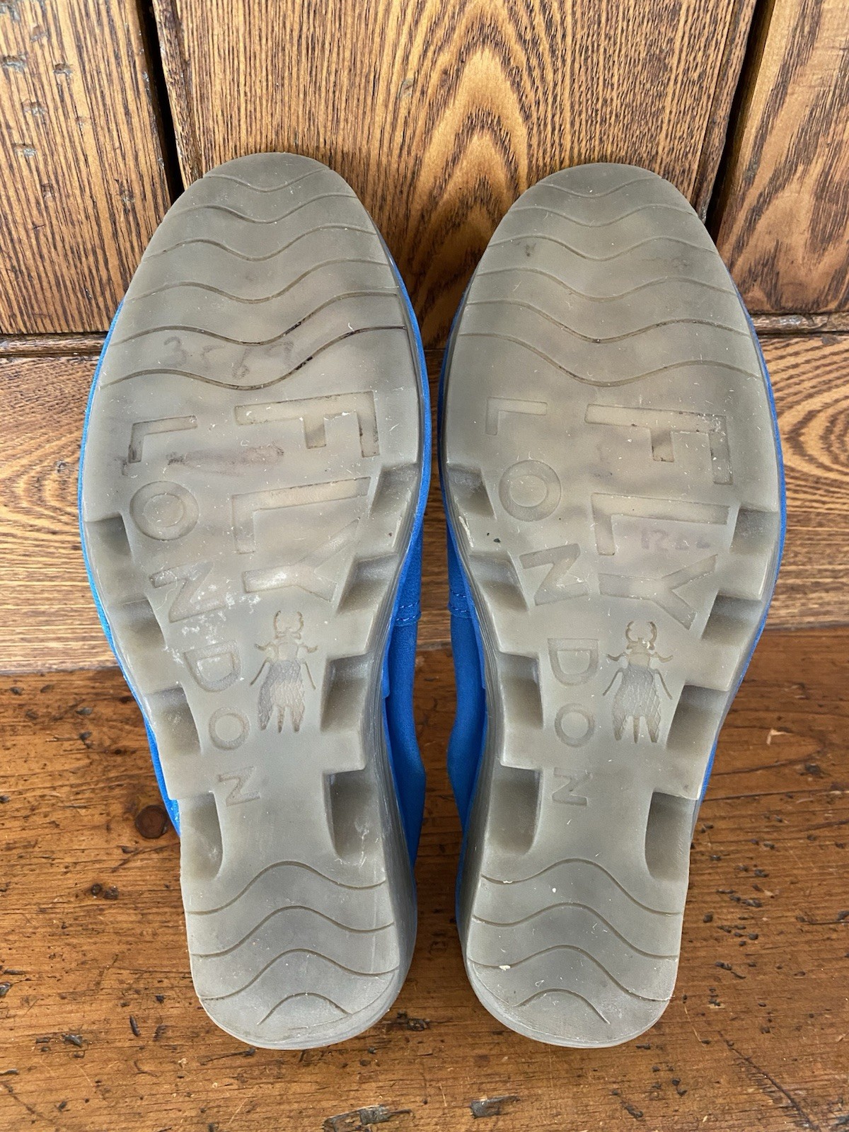 Fly London blue suede slip on wedge shoes 39