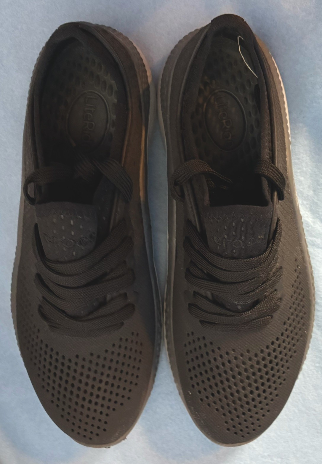Crocs LiteRide – Black w Gray Soles US W10 (206705) Lace up, Insole Cushioning