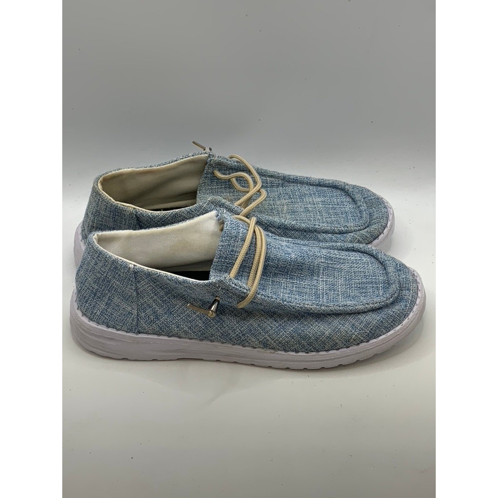 UNBRANDED Women’s Blue Canvas Slip-On Loafers SZ 41(US10.5)