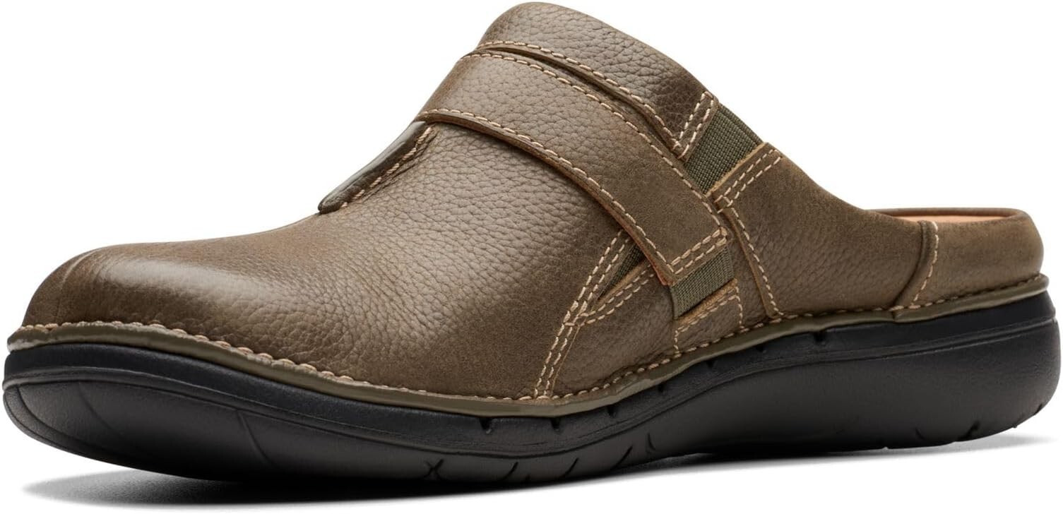 Clarks Women’s Un Loop Ease Clog Dark Olive Leather 7.5 Wide