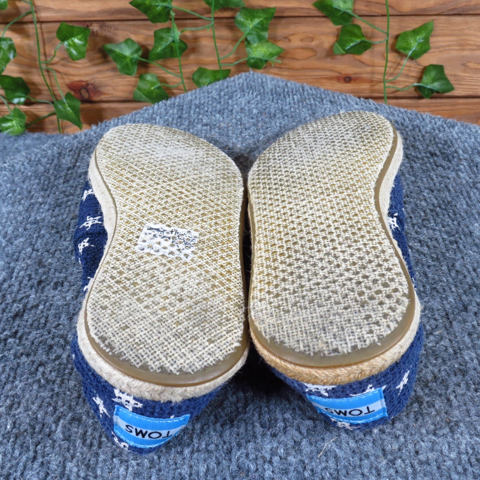 TOMS Classic Freetown Star Women Espadrille Slip On Size 7 Casual Navy Knit Star