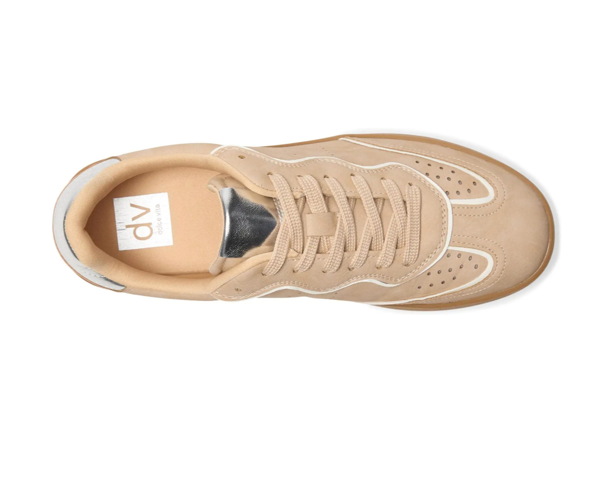 DV By Dolce Vita Vanessa Sneaker size 8.5 in Camel Multi w/ Metallic Silver Trim