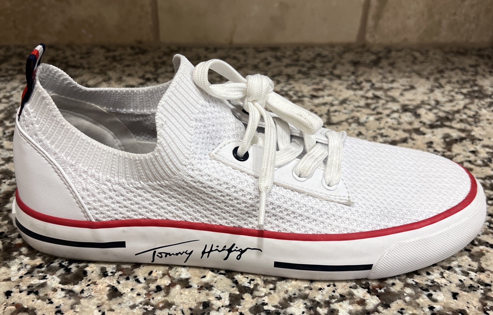 Tommy Hilfiger Women’s Gessie Stretch Knit Sneakers Shoes White Size 8.5