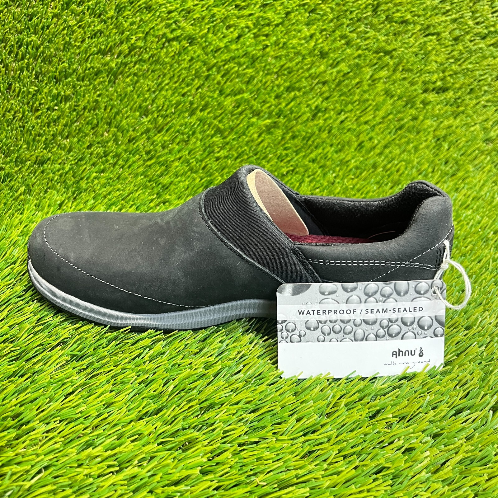 Ahnu Taraval Womens Size 5 Black Casual Walking Hiking Leather Slip On Shoes