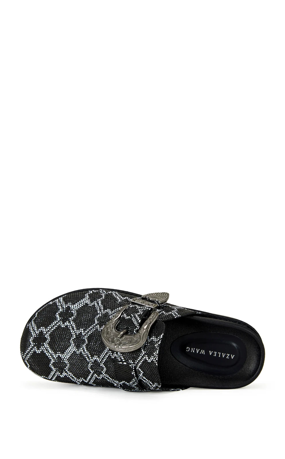 Azalea Wang Informer Black Snake-print Mules/clogs Women Size 6.5 NEW