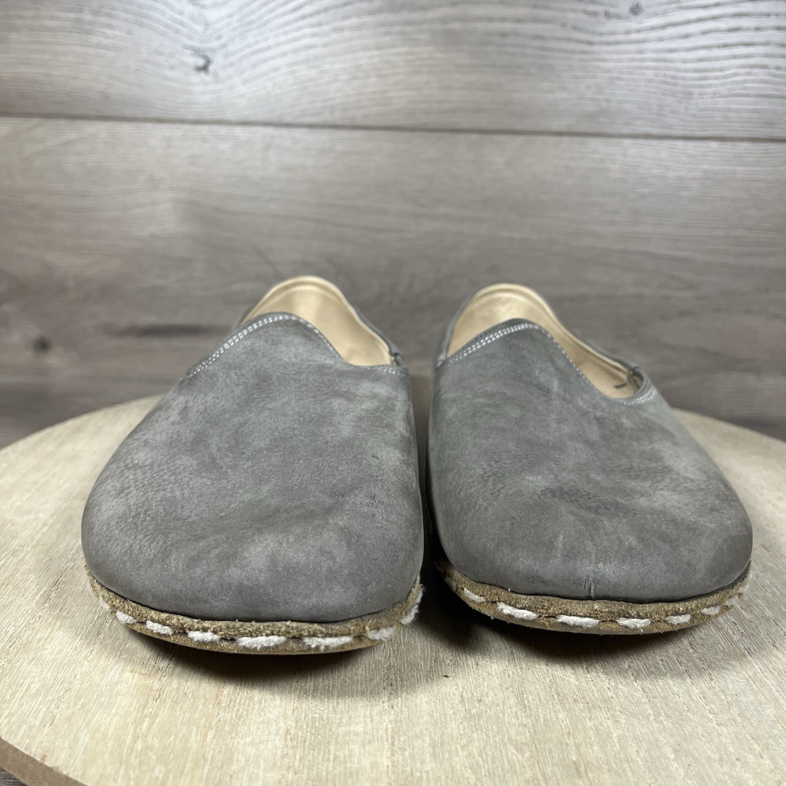 Nefes Shoes Gray Nubuck Leather Loafer Minimalist Grounding Womens Size 10.5