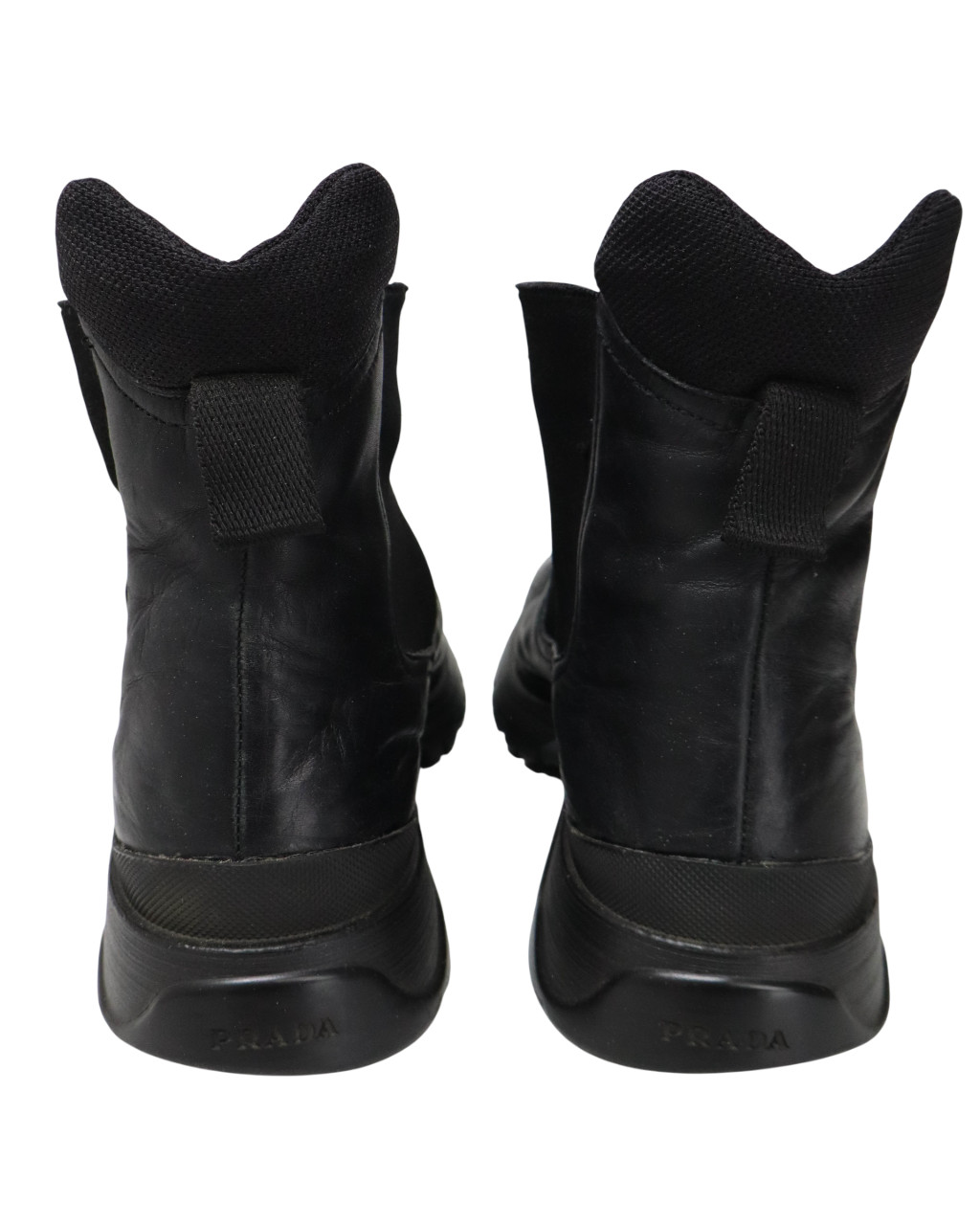 PRADA Shoes Womens (EU) 40 Leather Black High Top Round Slip On Boots