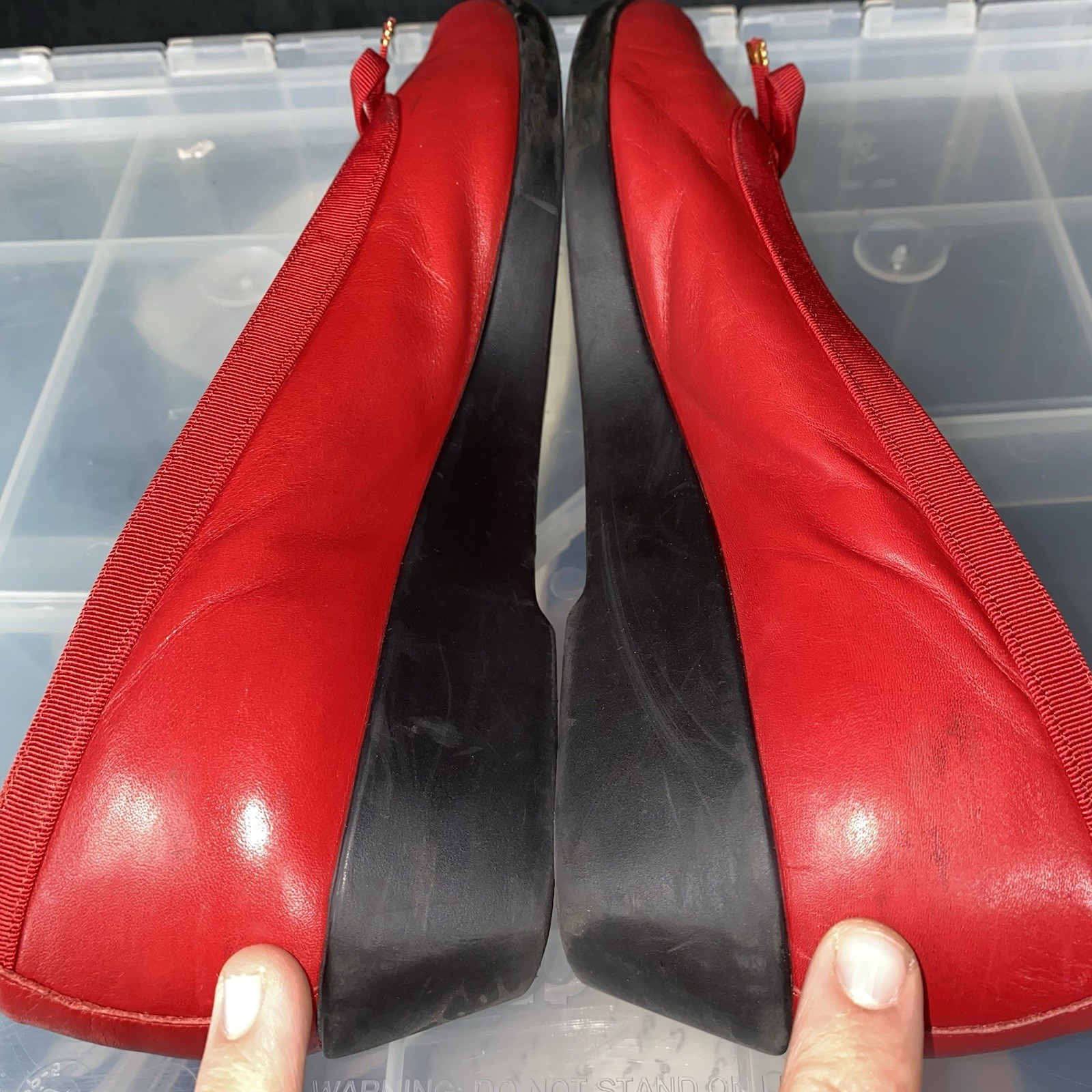 Bally Belle Leather Wedge Womens Shoes Size 9.5 Red Made in Italy Slip On