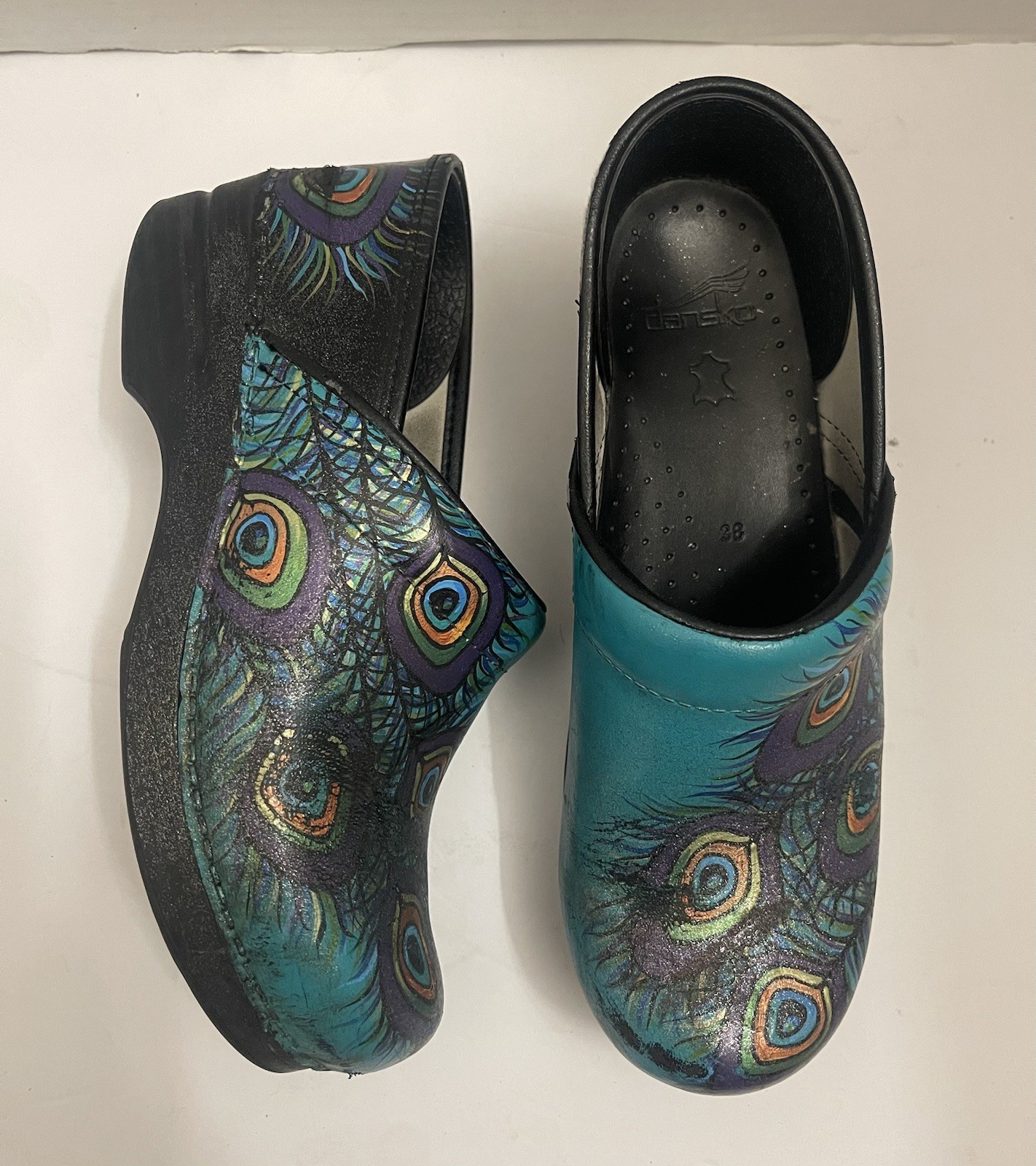 Dansko Color Block Professional Clogs Peacock Feathers Womens – Size 7.5 / 8