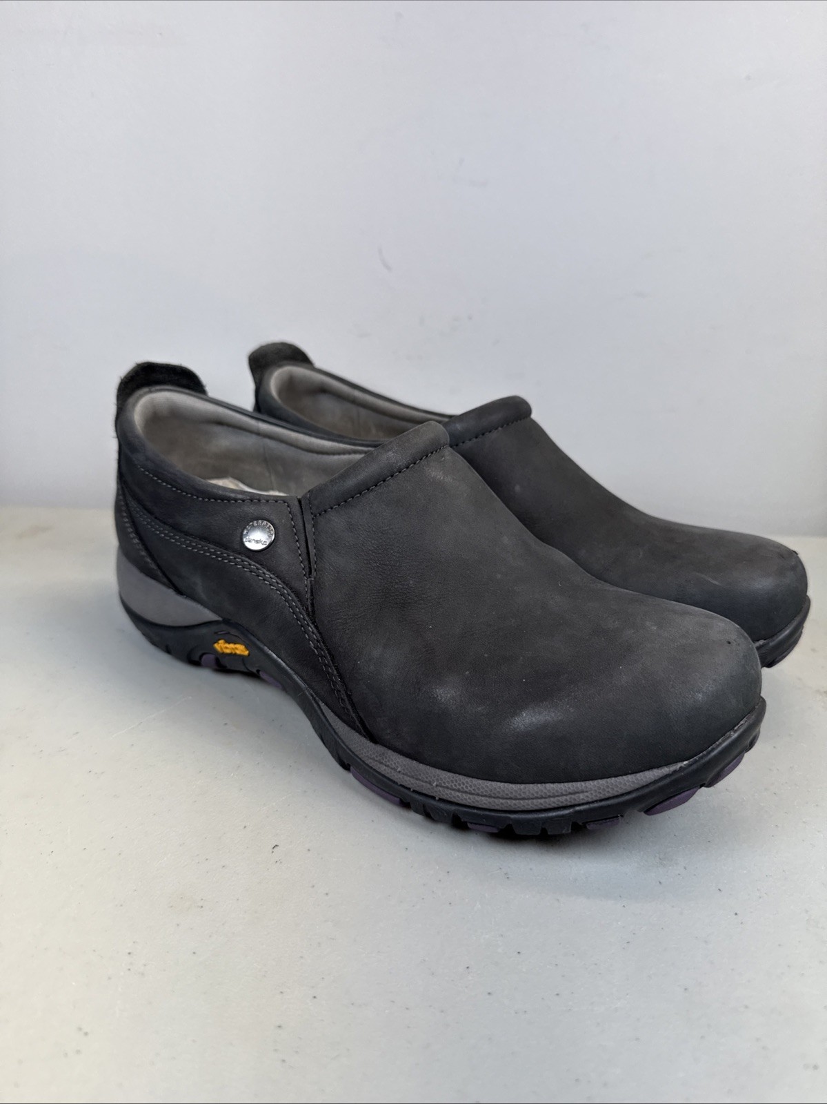 DANSKO Women’s Patti Black Clogs Suede EUR 40 Waterproof Vibram US 9.5