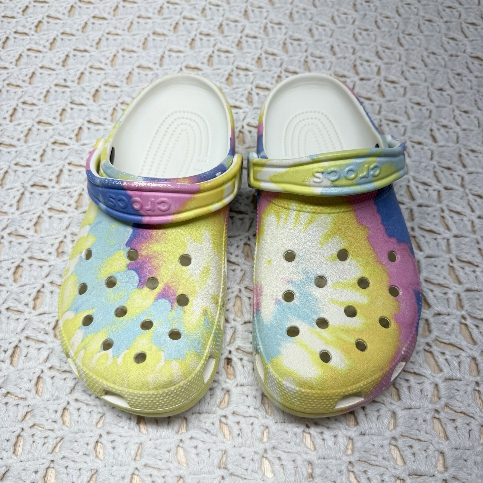 Crocs Platform Clogs Mens 7 Women 9 Pastel Tie Dye Classic