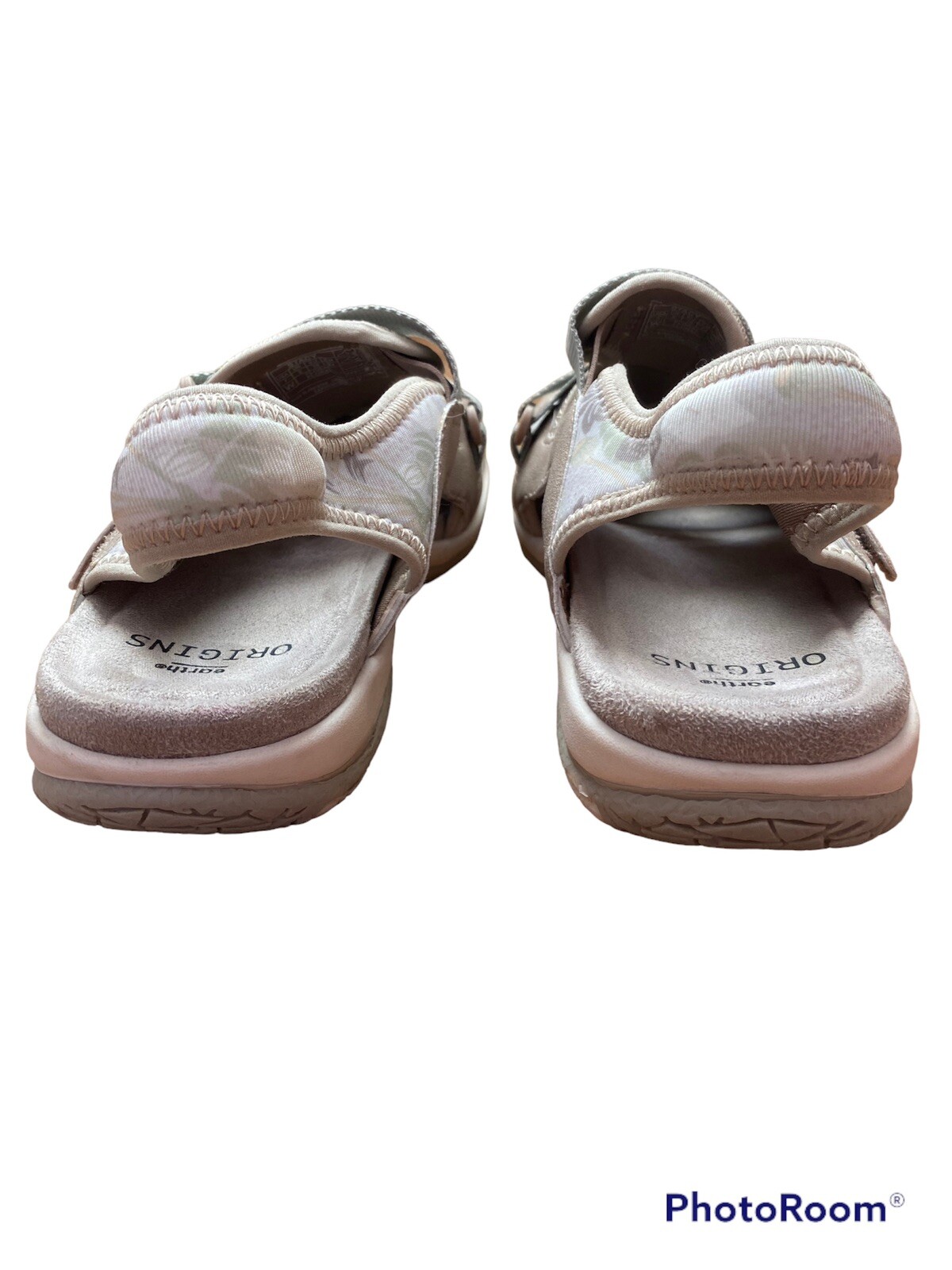 Womens Earth Origins Slip-On Adjustable Strap Size 7 Floral Cloth and Suede