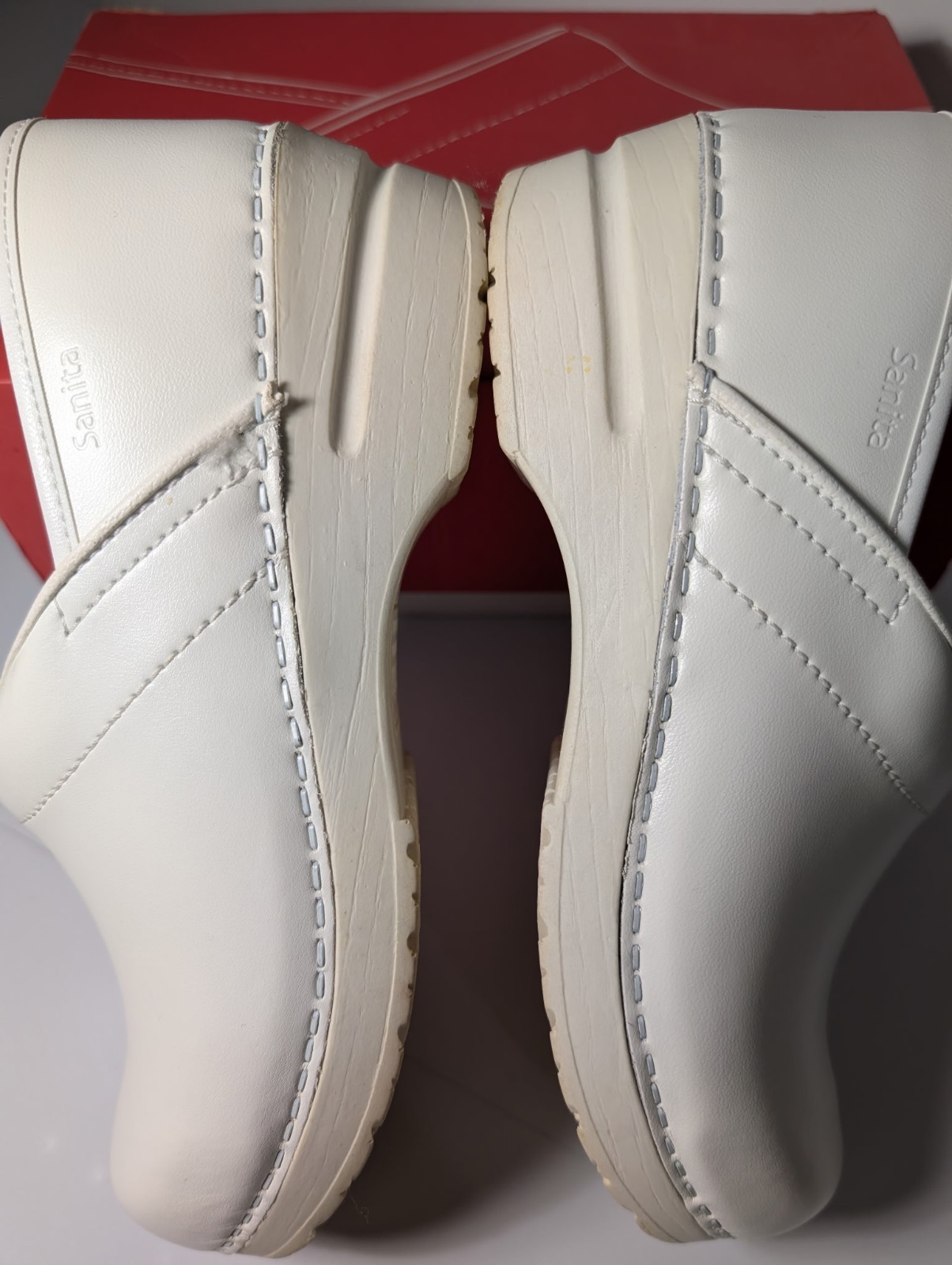 Sanita The Original Danish Clogs White Leather Slip On EU 38