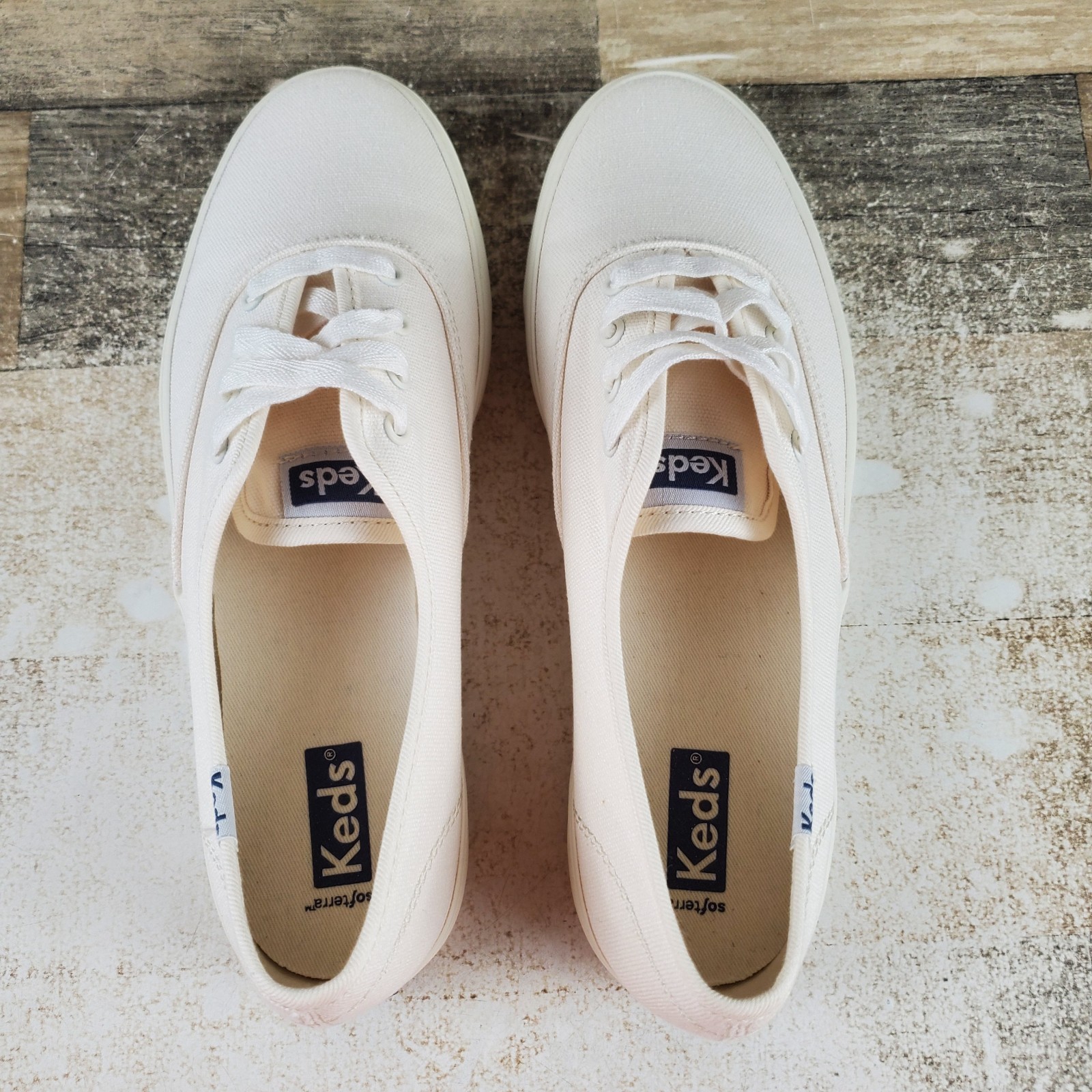 Keds Champion Unisex Shoes Sz 7 Comfort White Canvas Low Top Lace Up Sneakers