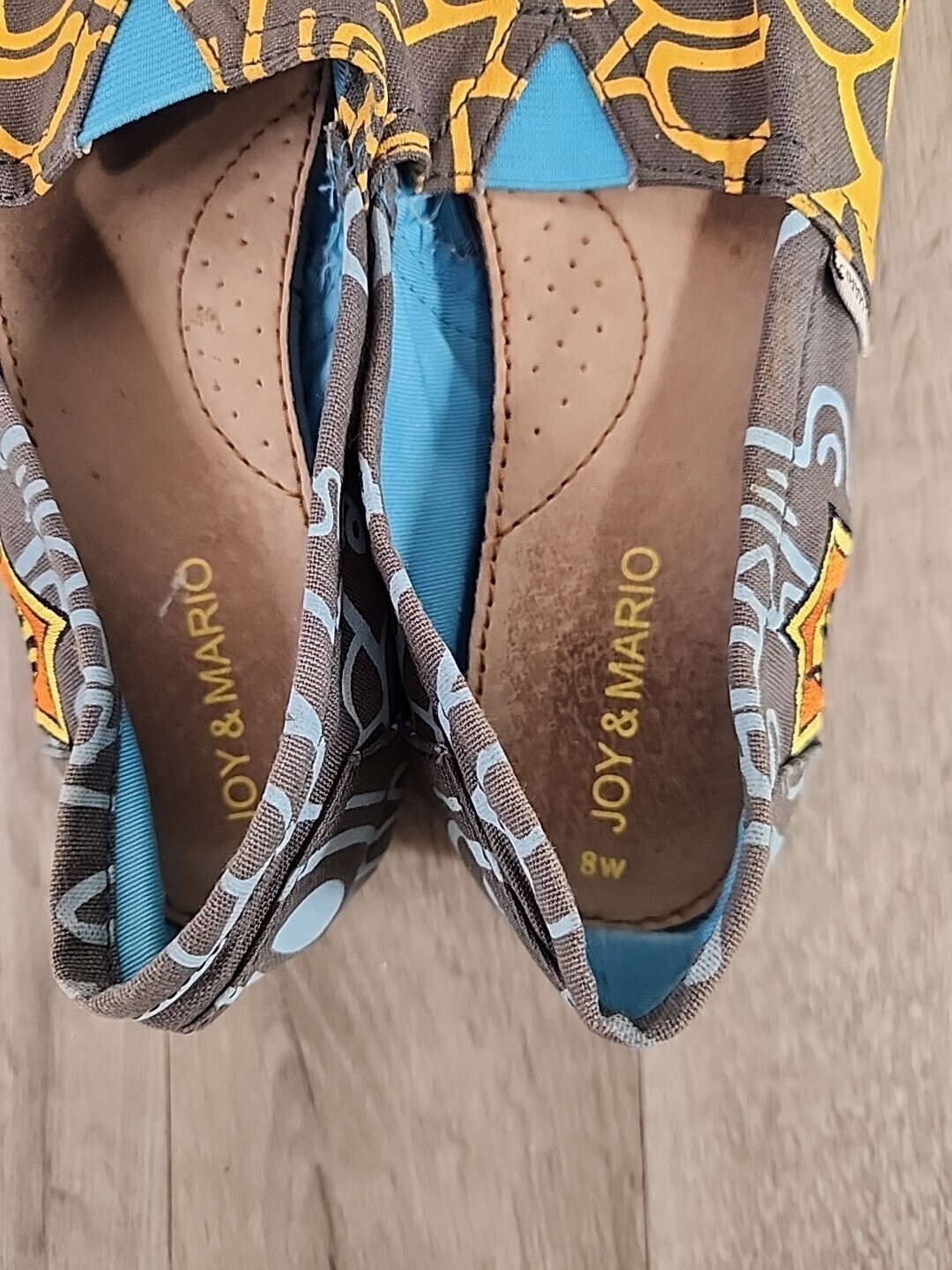 Joy & Mario Canvas Espadrille Slip-On Flats Shoes Women’s Size 8W Yellow Blue