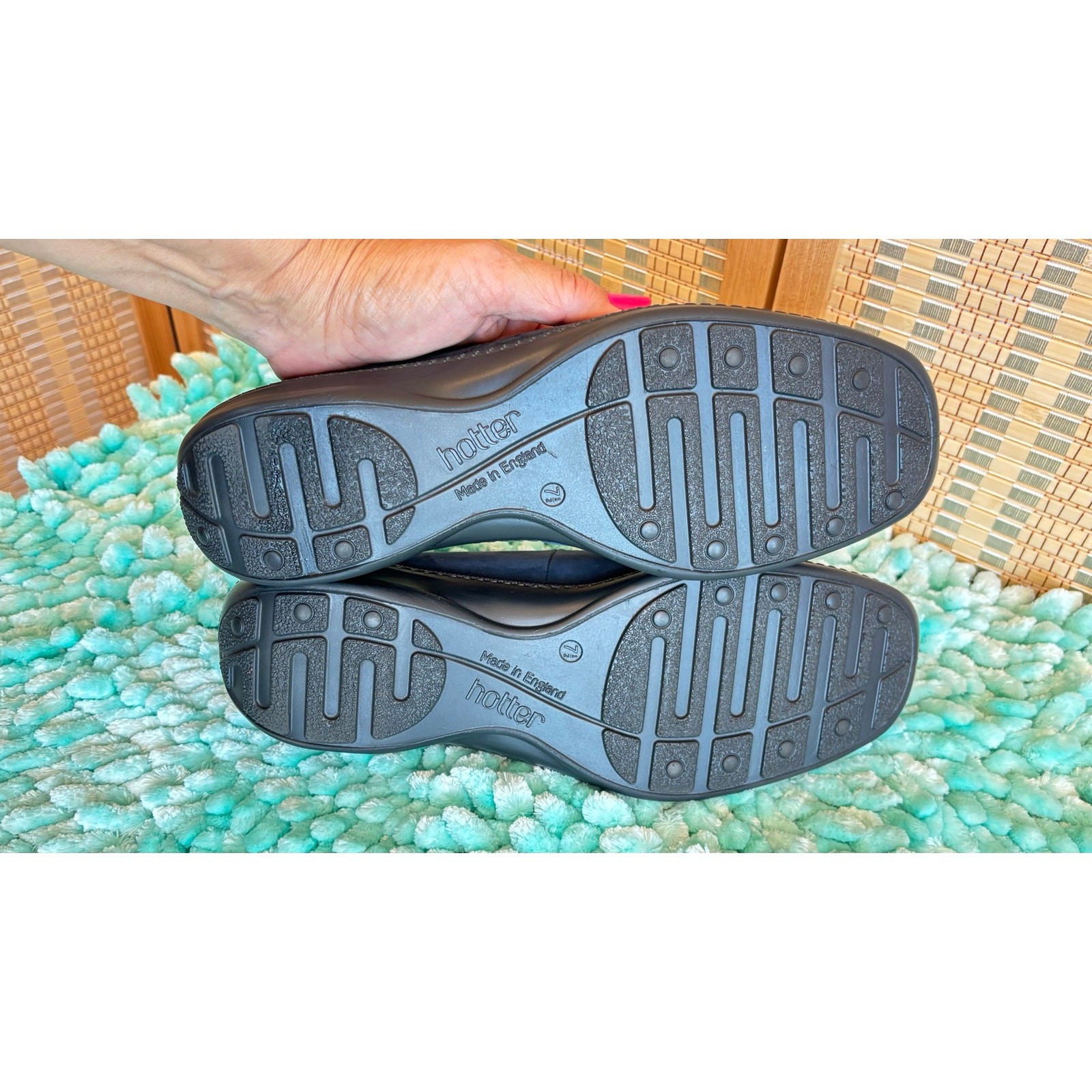 Hotter Mexico blue suede leather flower accent slipon loafers shoes sz 9.5