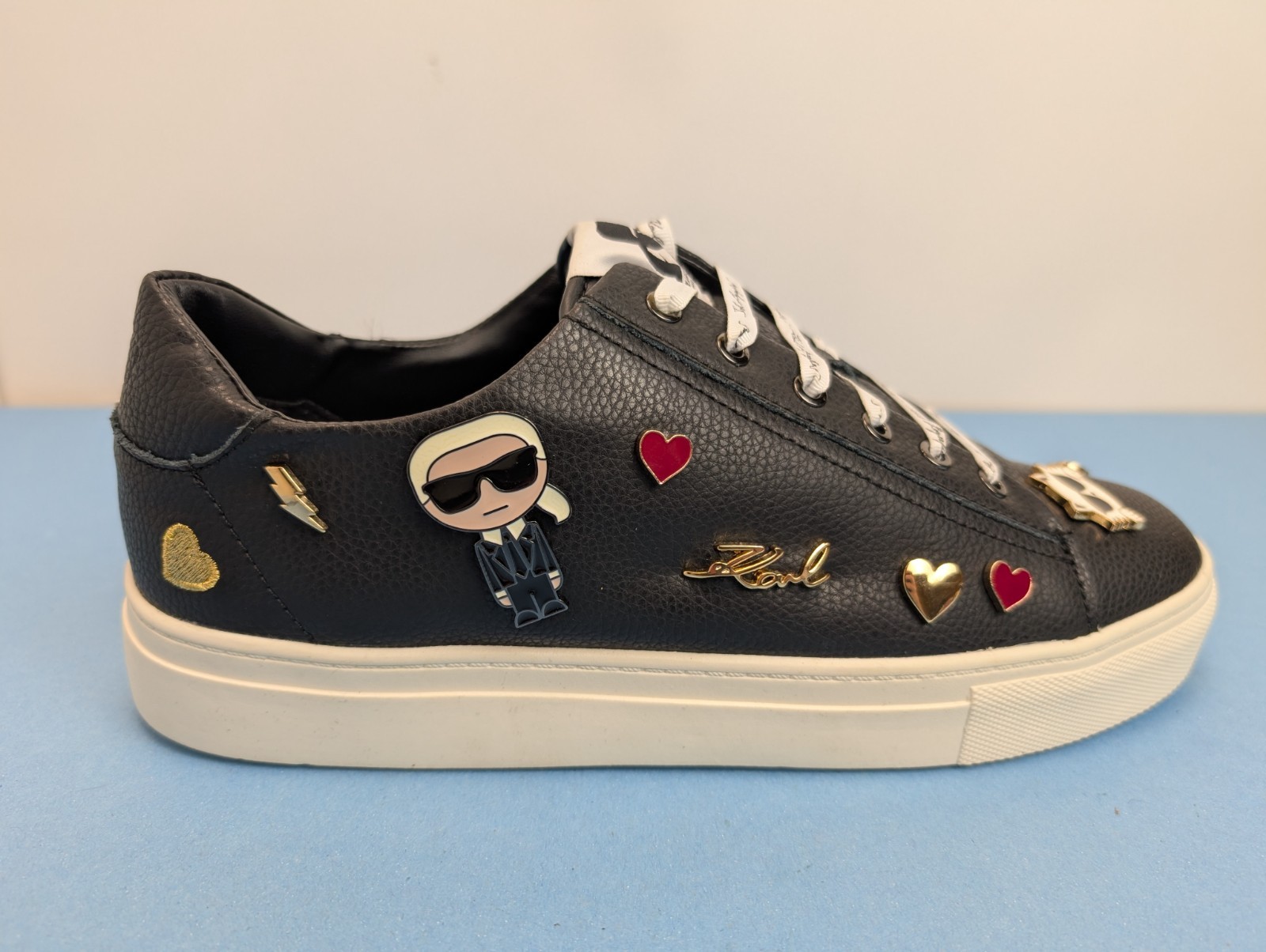 Karl Lagerfeld Paris Black Cate Pins Sneakers Shoes Women’s Size 11