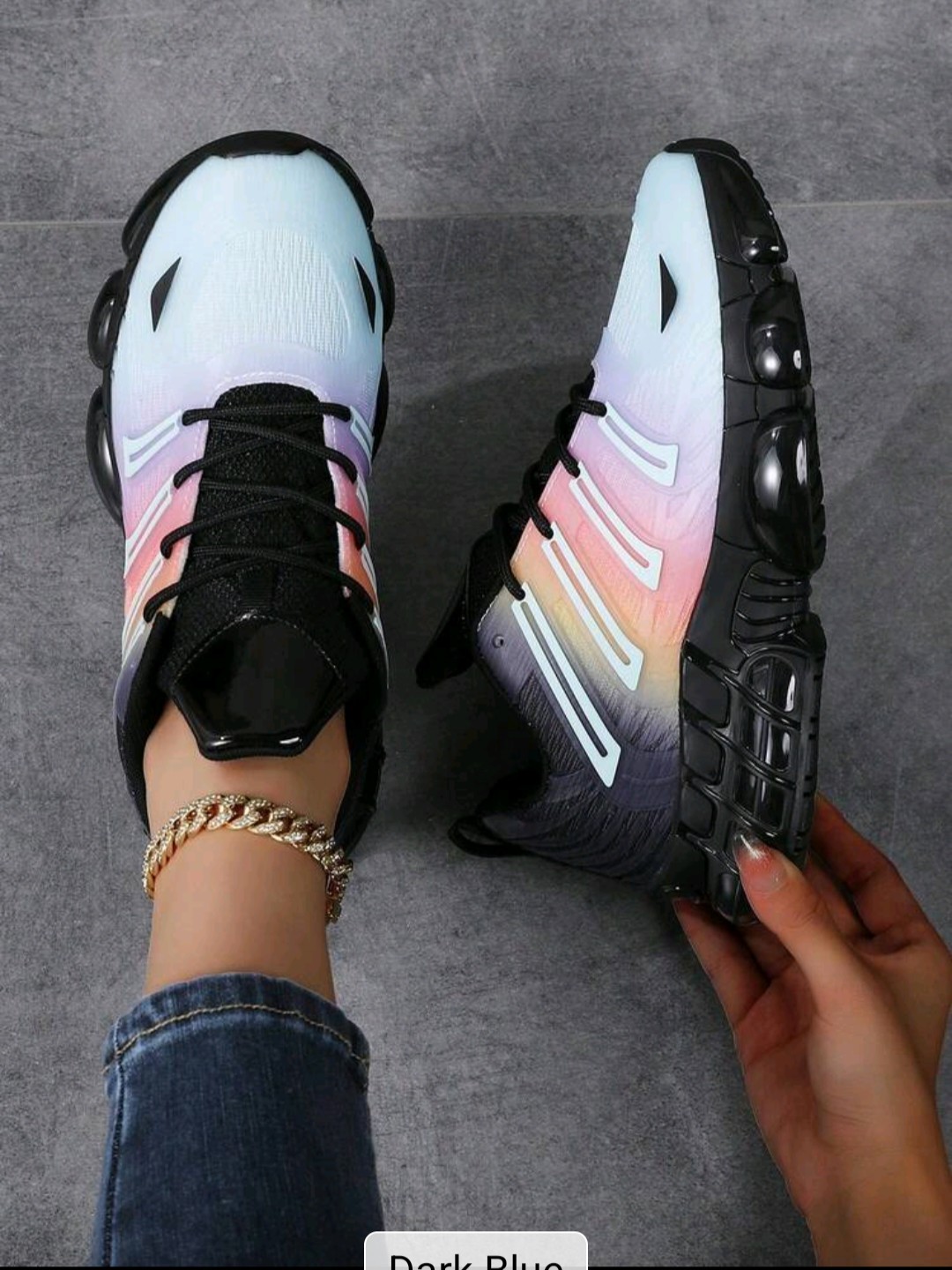 Fall/Winter Women’s Premium Colorful Rainbow Low-Top Lace-Up Sneakers, Classic