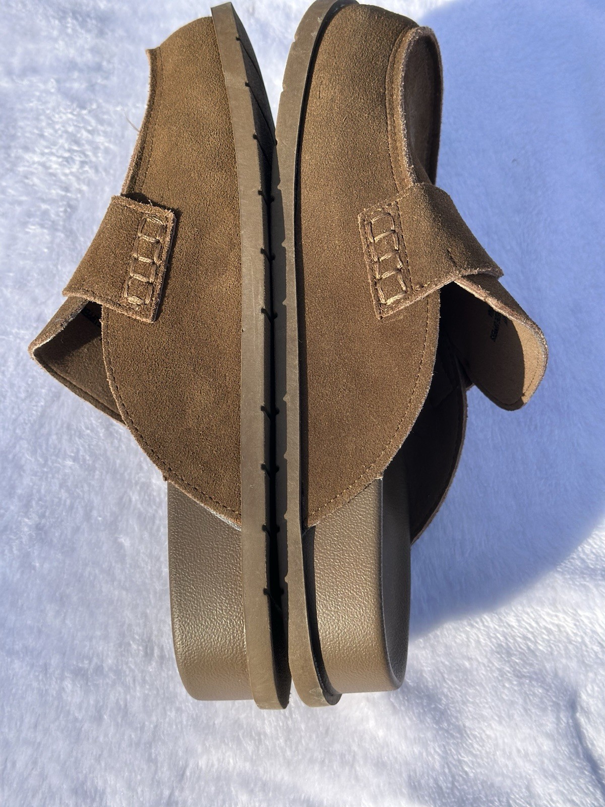Project Cloud 100% Genuine Leather Womens Clogs Memory Foam Mule Sz 7.5 Tan