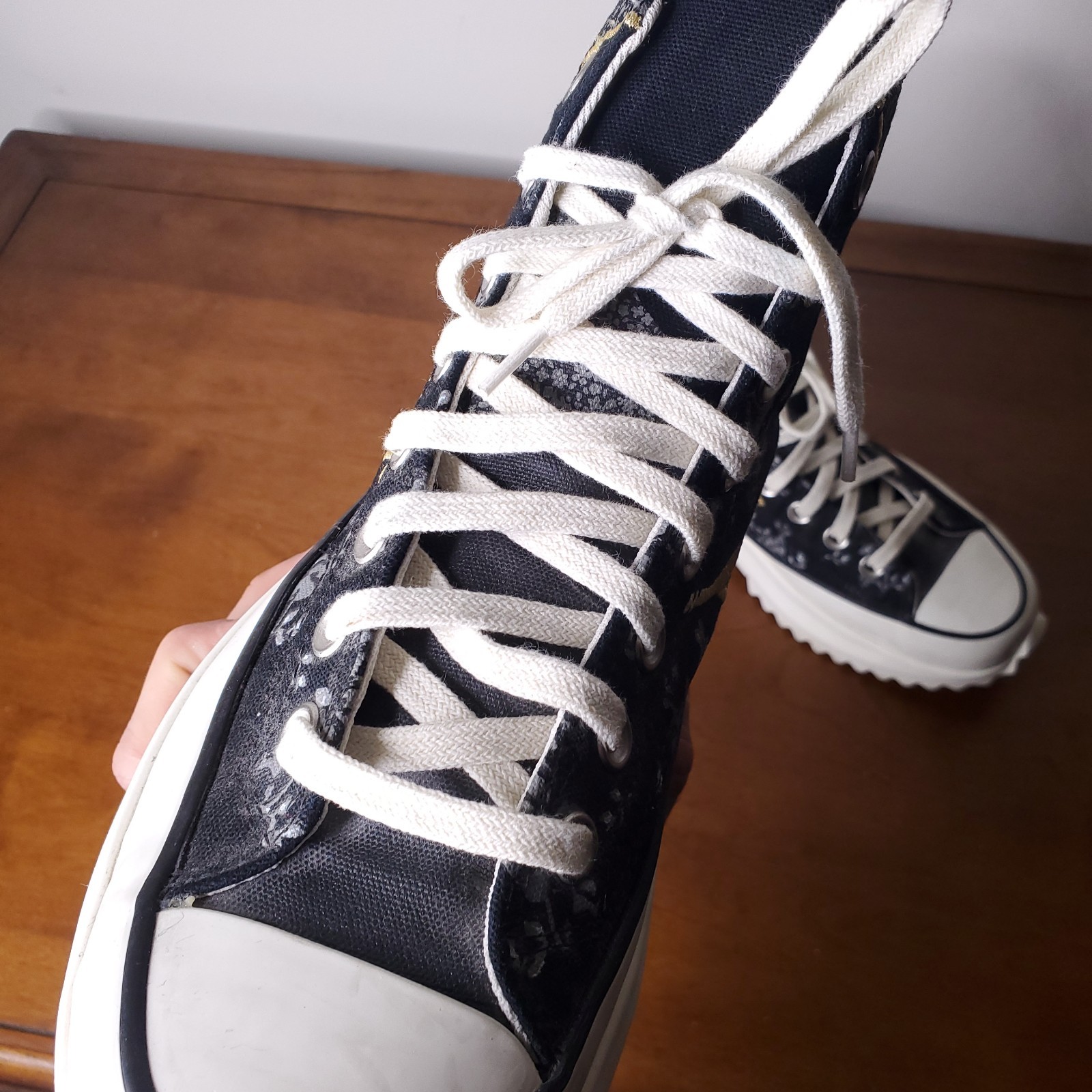 Converse Run Star Hike High Top Metallic Floral Black 172424c New 7M 8.5W
