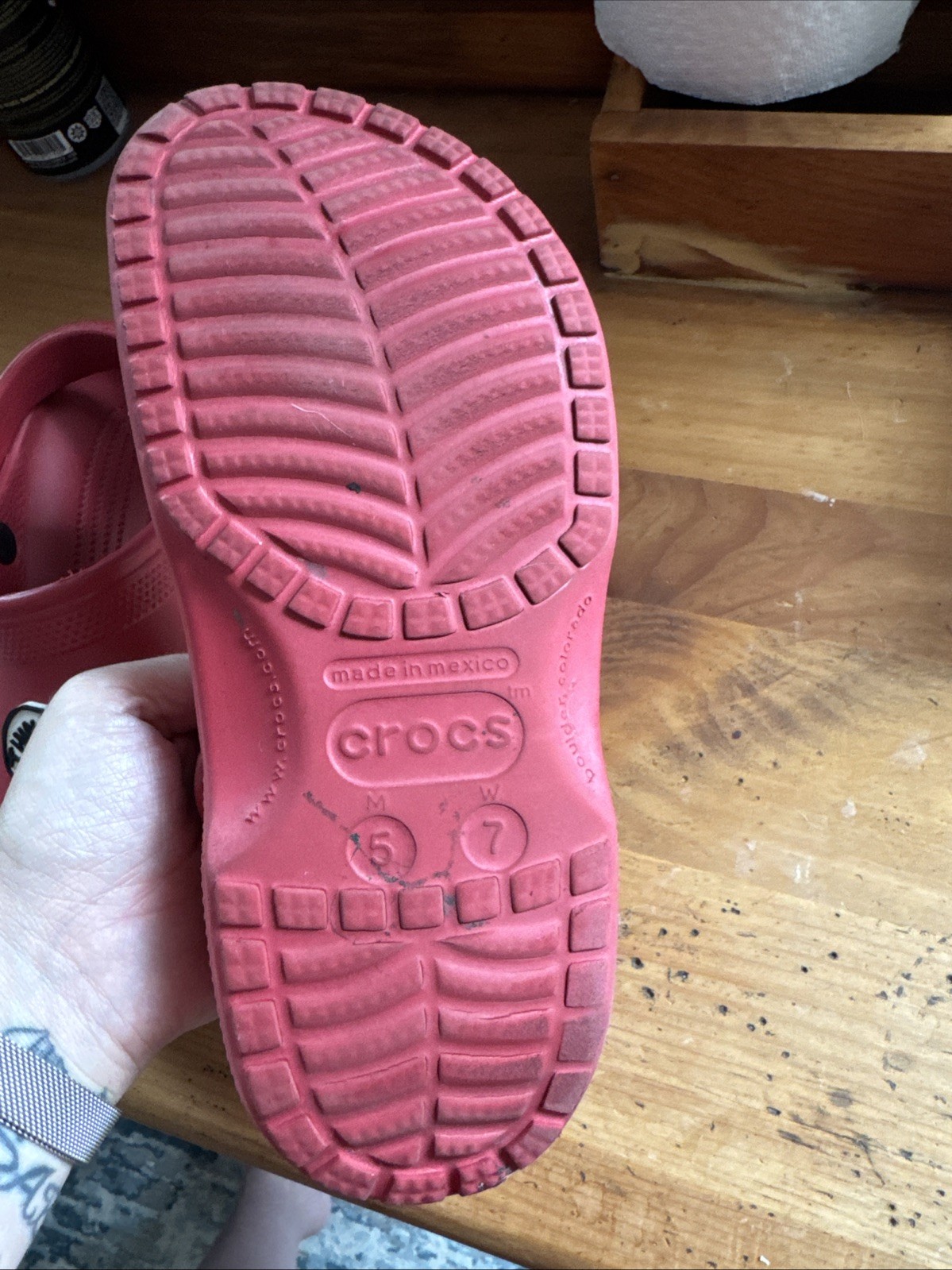 Red Crocs Size M5 W7 With Dr. Seuss Crocs Pins