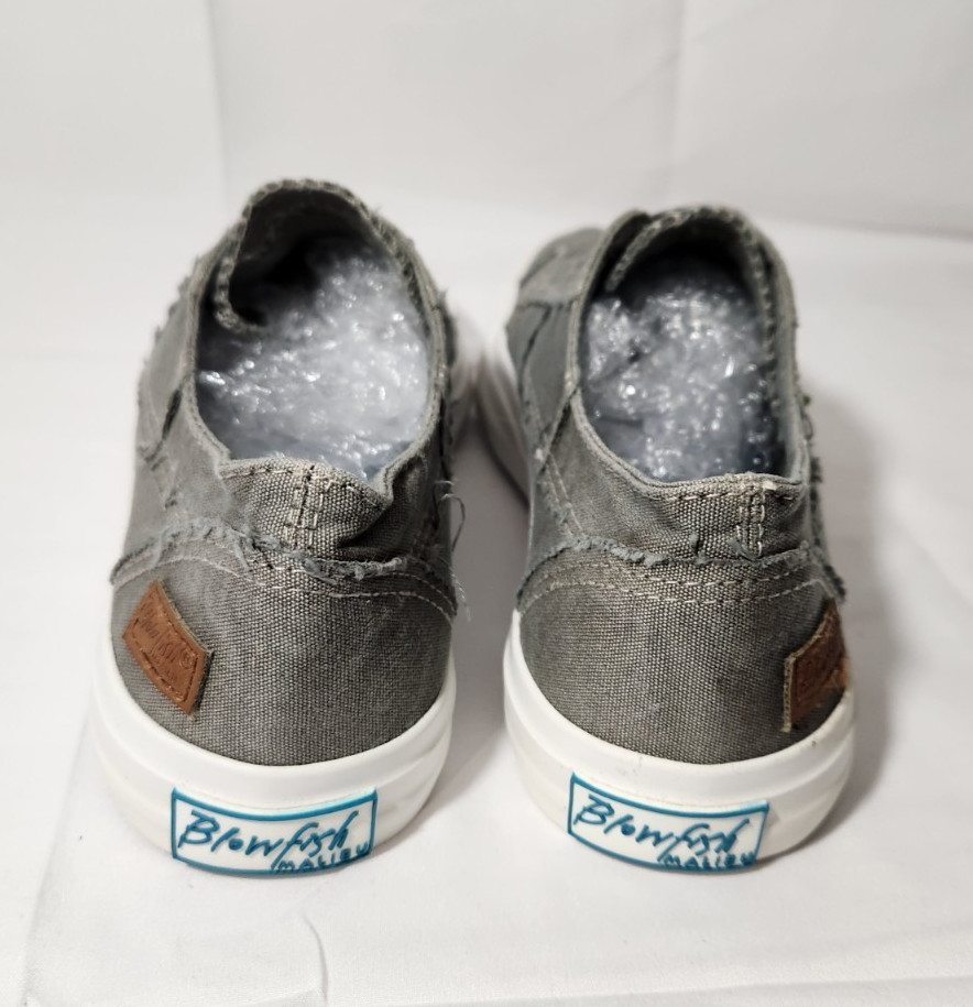 NEW Blowfish Malibu Marley Grey Distressed Canvas Slip Sneakers Women’s Size 8