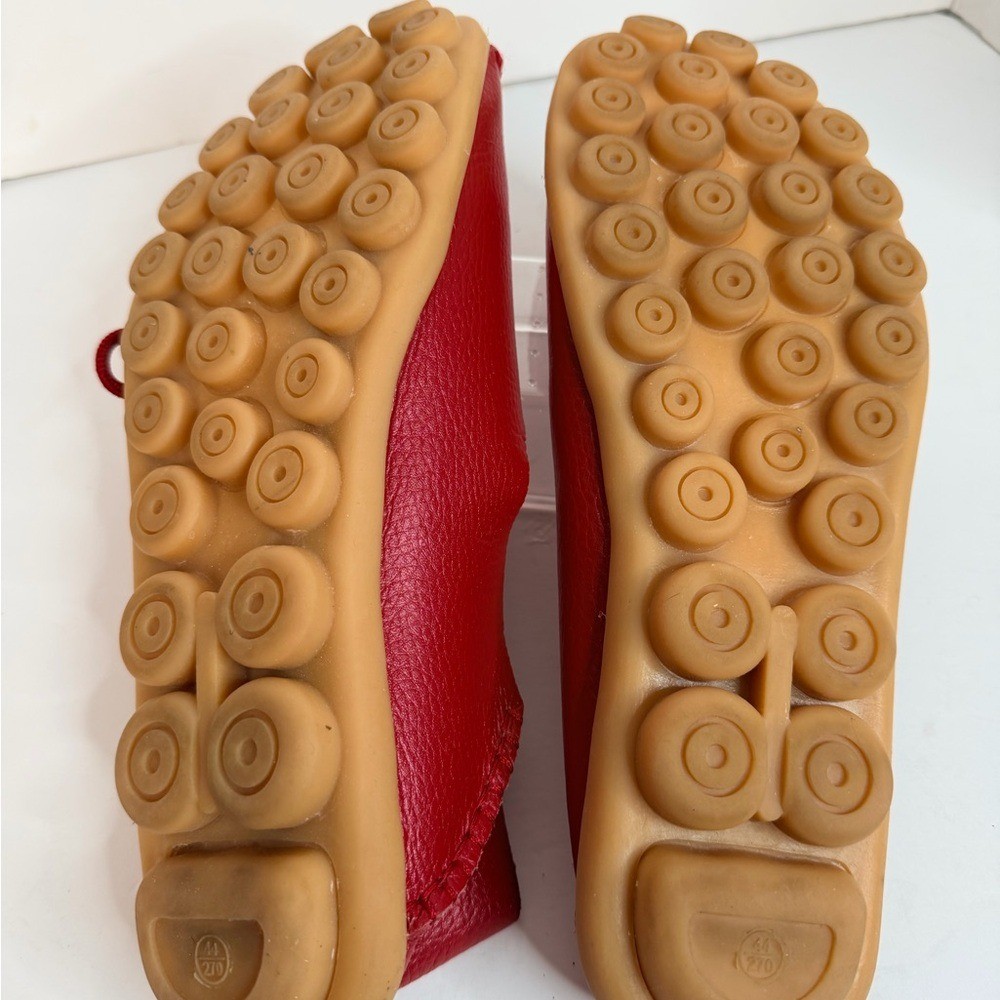 Women’s Leather Comfort Shoes Red Stitch Down Knobby Sole EU 44 US 12.5