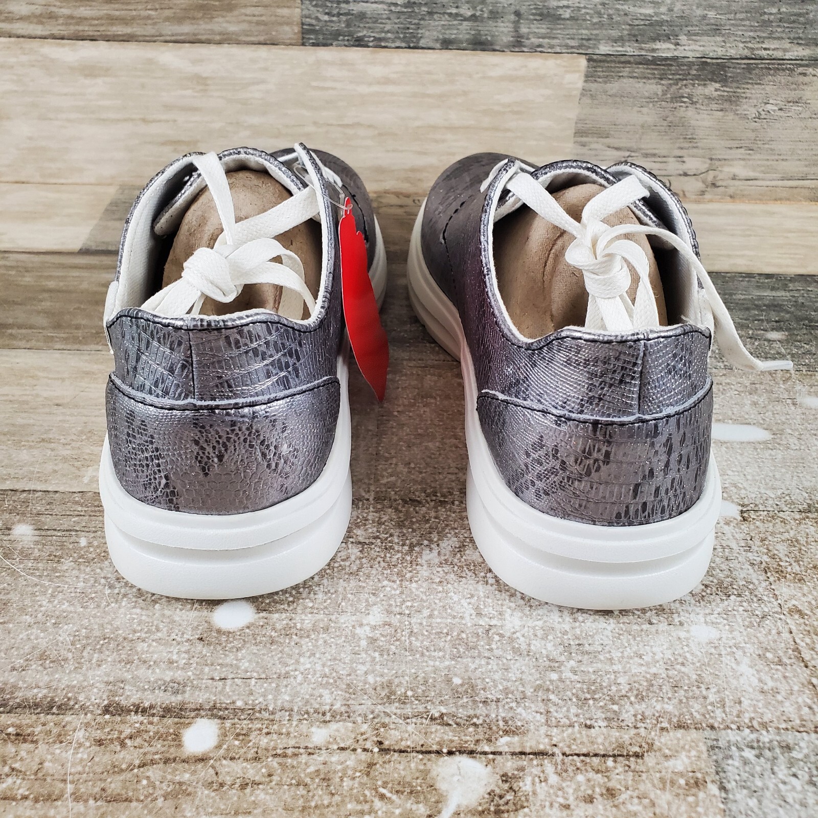 Vans ISO 2 Disco Python Shoes Womens Sz 9 Silver Snake Skin Lace Up Sneaker