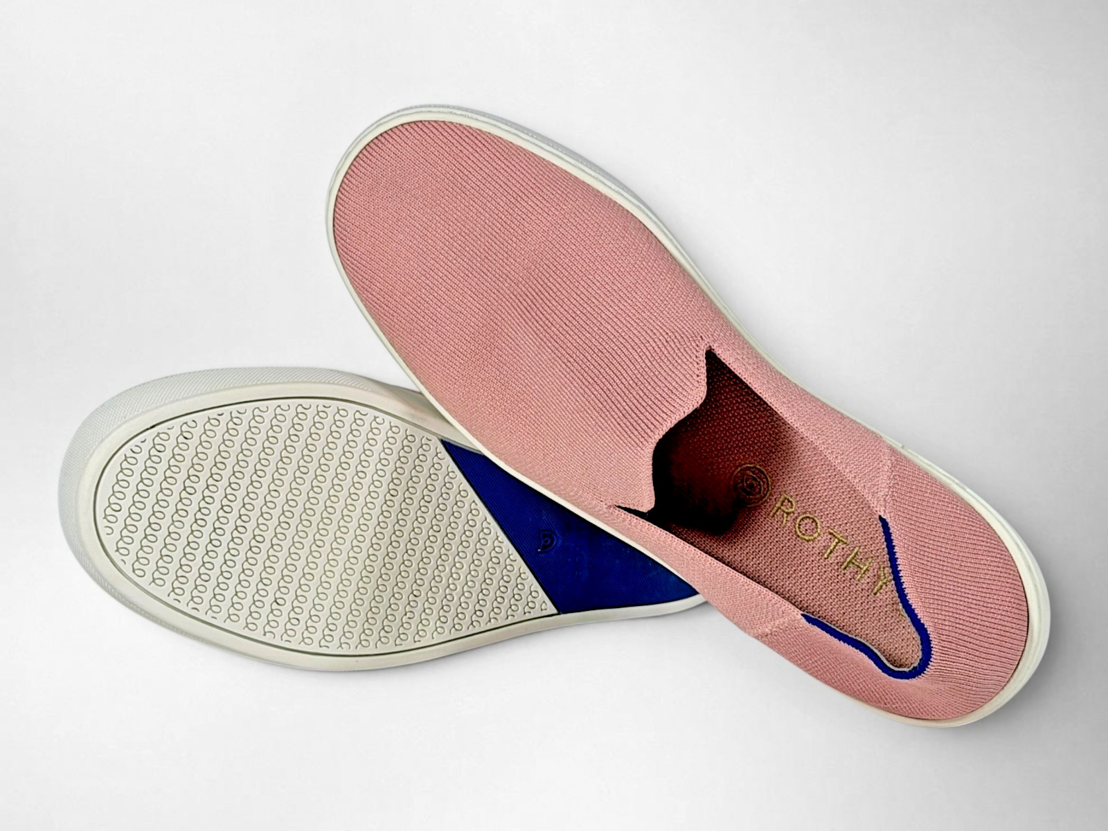 Rothy’s The Sneaker Women’s 10 Blush Pink Slip On Early No Heel Stripe Knit