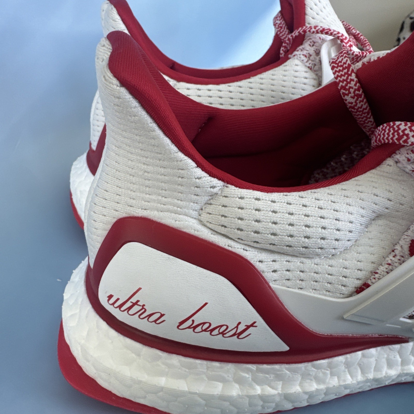 Adidas Ultraboost 1.0 Love Running White Scarlet Red JR5845 Womens size 8.5