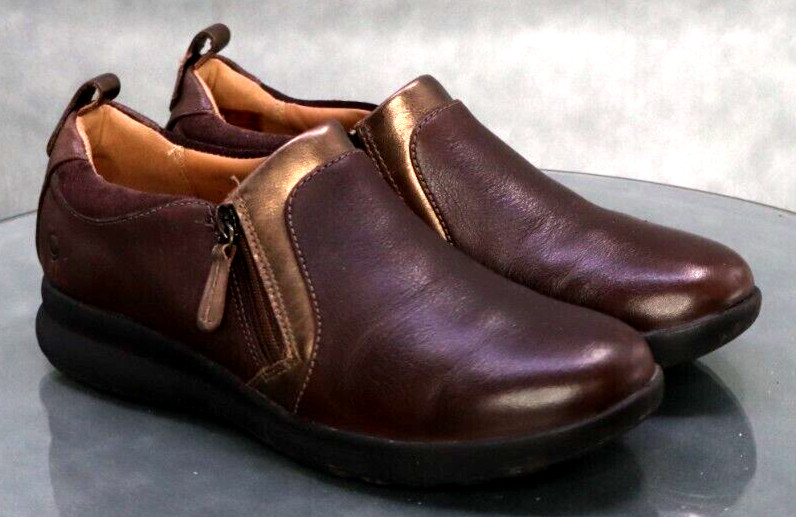 Clarks Unstructured Women’s Mary Jane Loafers Comfort Shoes Size 7 Leather Brown