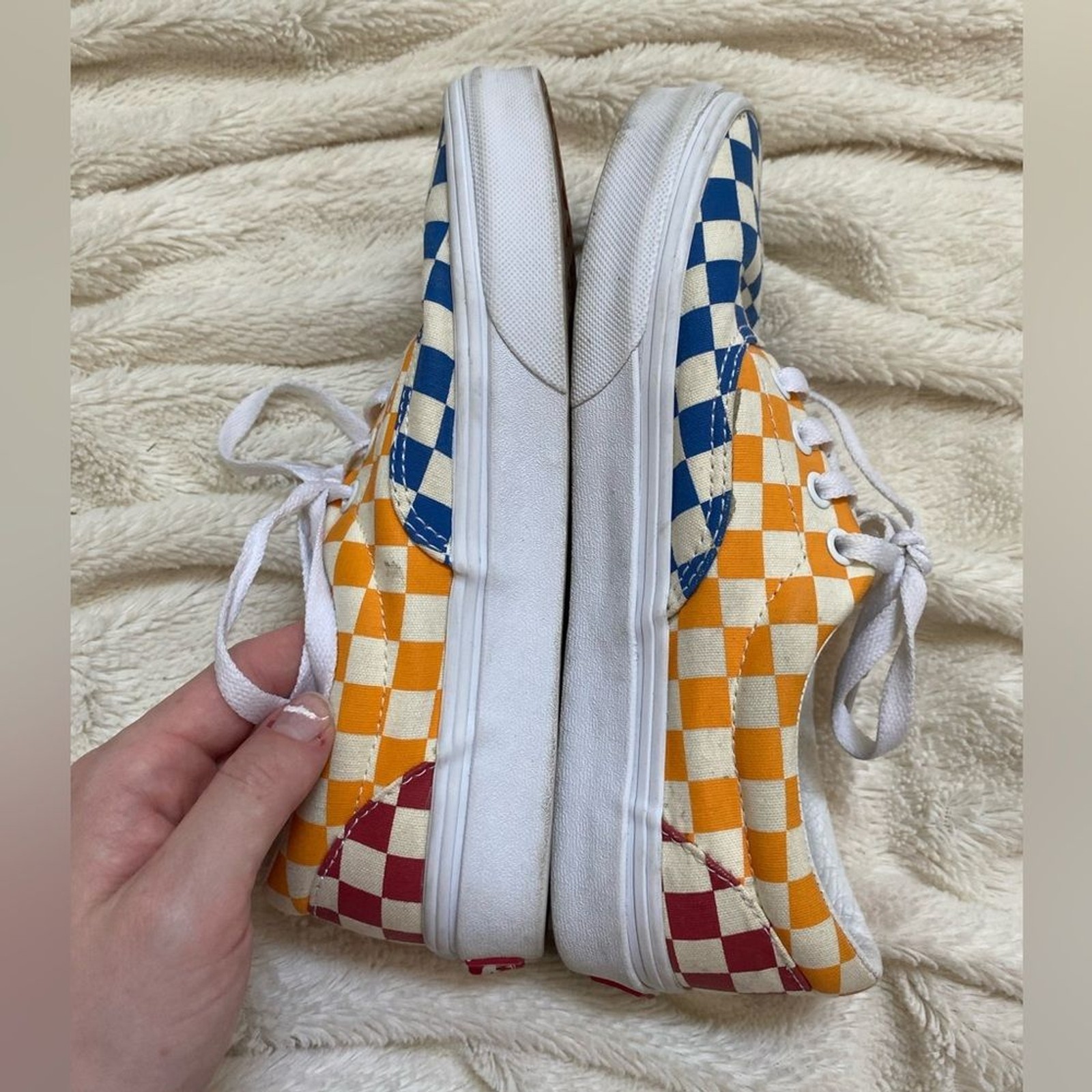 Vans checkerboard multi colored lace-up low-top sneakers Sz W6.5/ M5