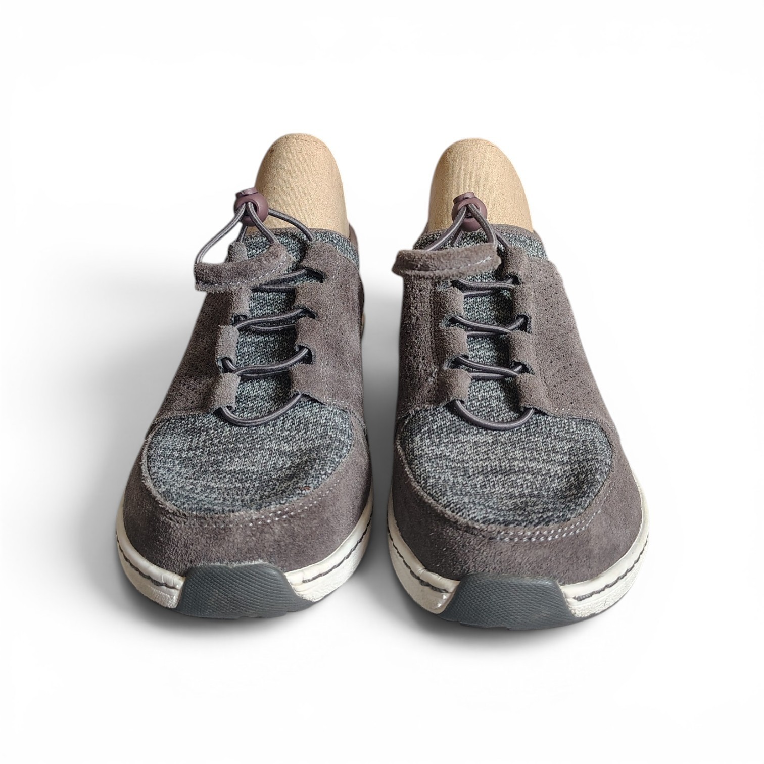 Aetrex Women’s Casey Orthotic Leather Stretchy Knit Bungee Sneakers Size 10.5-11