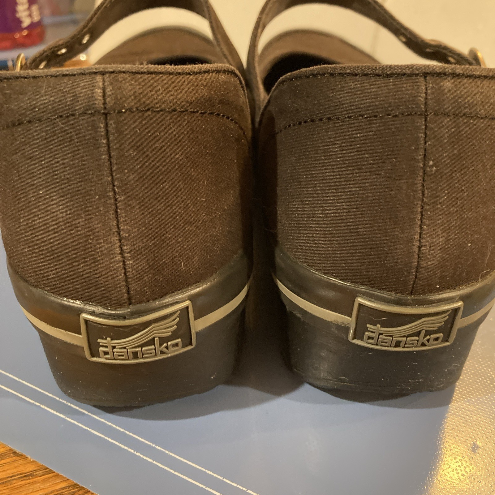 Dansko Mary Jane Valerie Womens Black &Brown Canvas Buckle Shoes Size EU 38