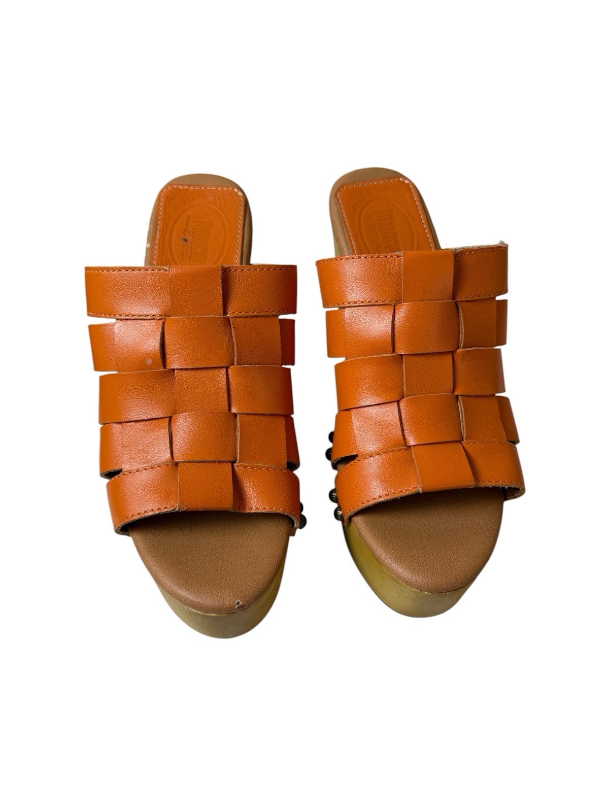 Dingo Women’s Dagwood Sandals Orange Leather 8M Clogs Platform Bohemian Festival