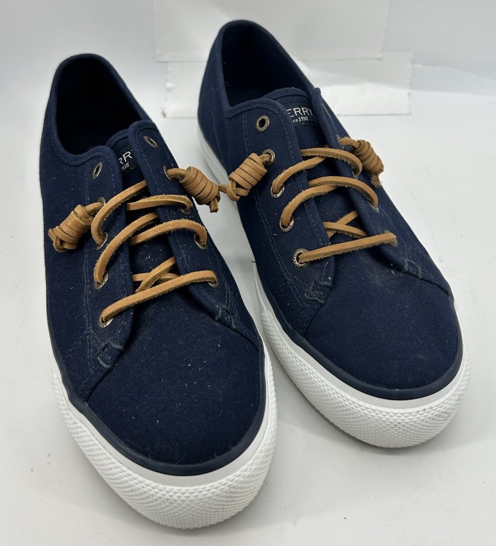Sperry Top Sider Seacoast Navy Blue Canvas Sneaker STS99185 Women’s 8.5M