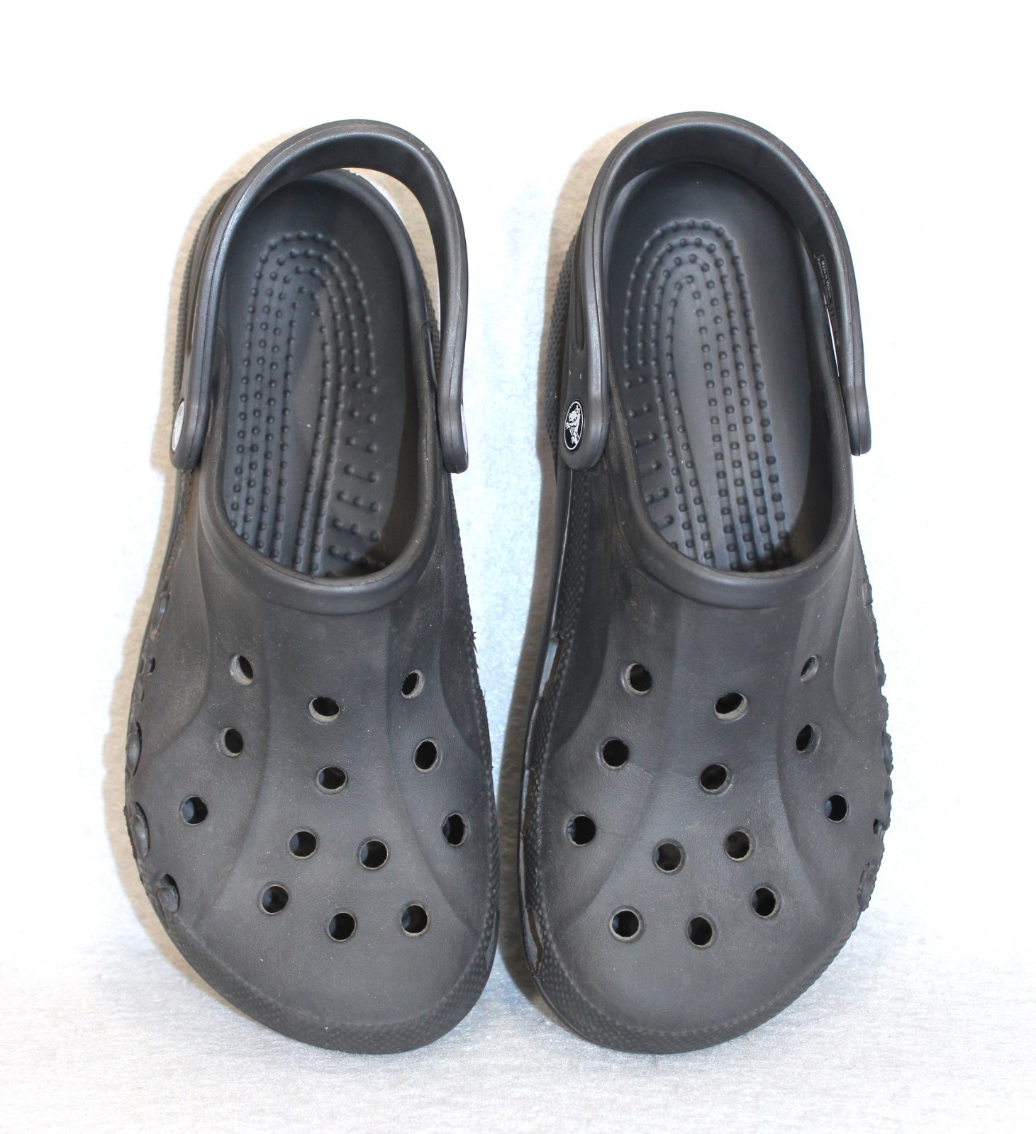 Crocs Baya Clogs Mens 8 Womens 10 Black Rubber Perforated Comfort Logo Unisex