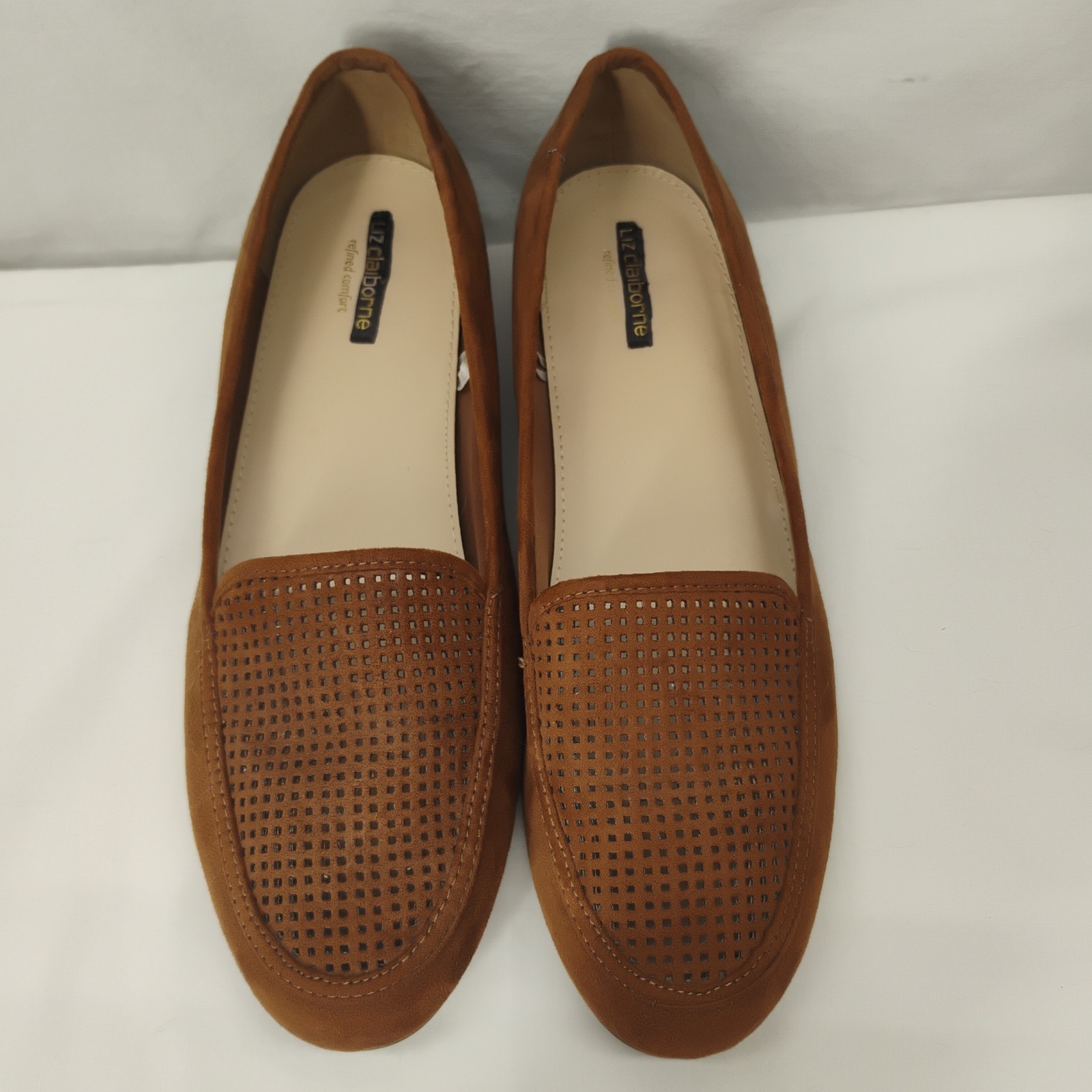 Liz Clairborne Perforated Brown Tan Loafers Flats Size 9.5 Women’s EUC