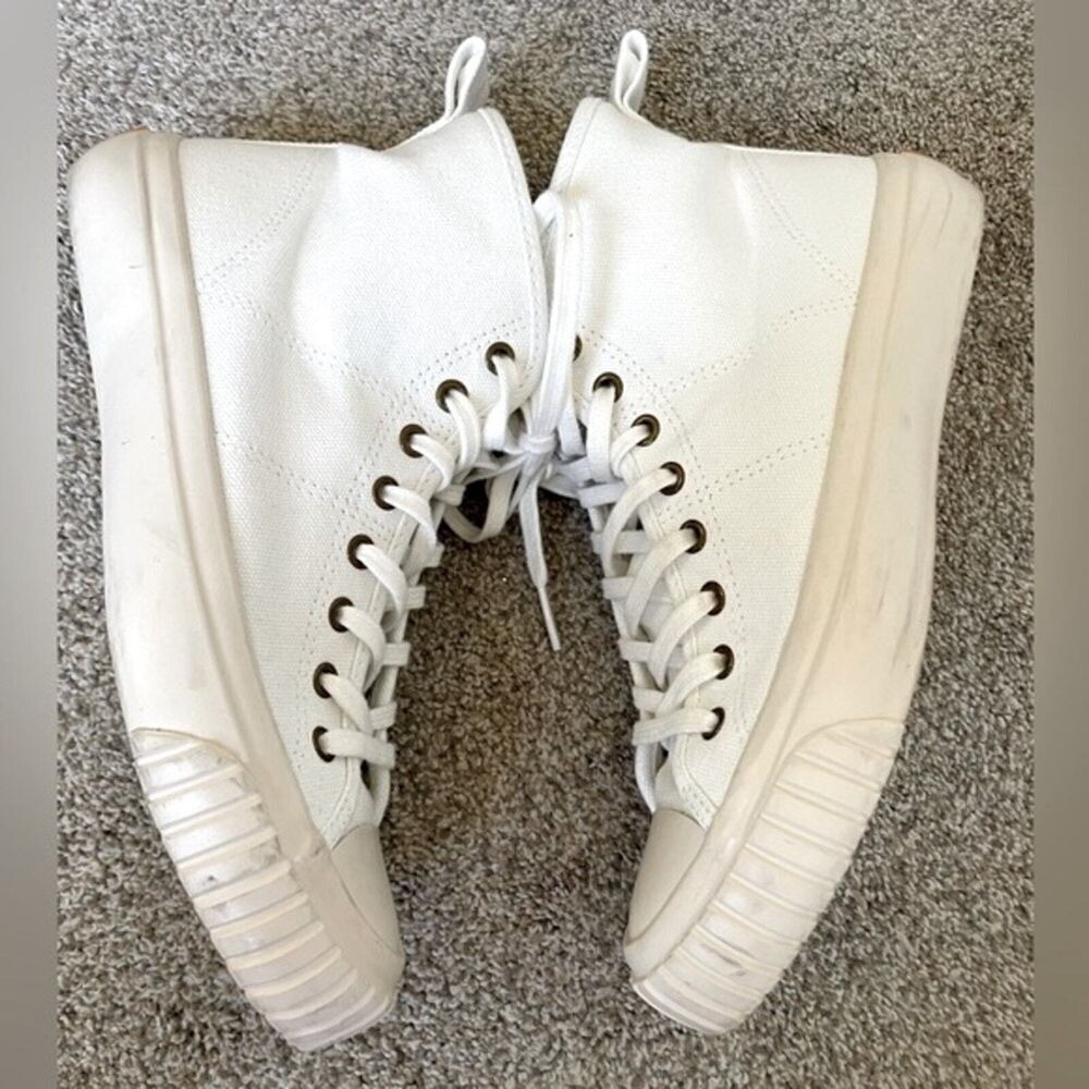 J.Crew – Classic High-Top Sneakers Upper Cloth & Rubber Sole – Cream – Size 6.5