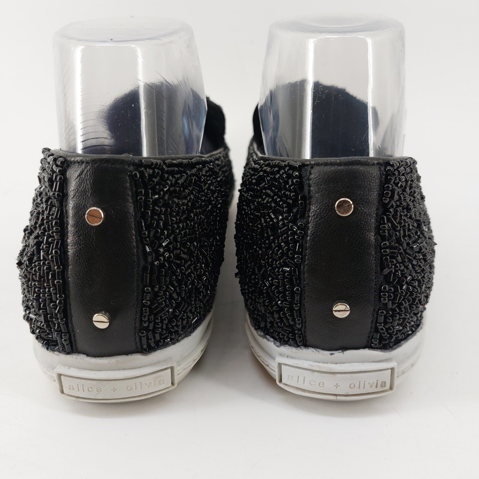 Alice + Olivia Womens Size 9 Beaded EURO 39 Sneaker Shoe Black Leather