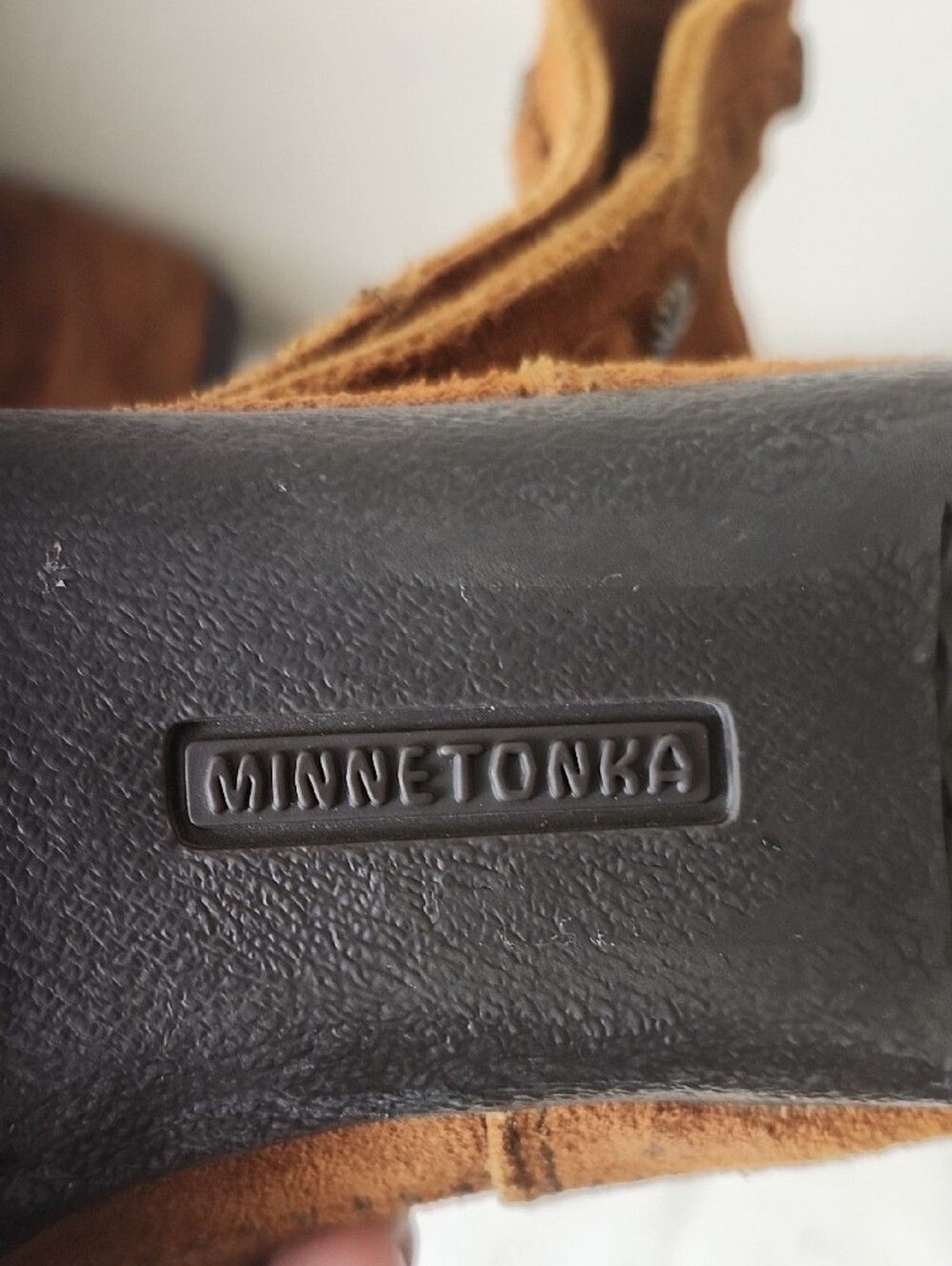 Vintage Minnetonka Suede Mid-Calf Moccasin Boots – Braided Studded Collar Sz 10