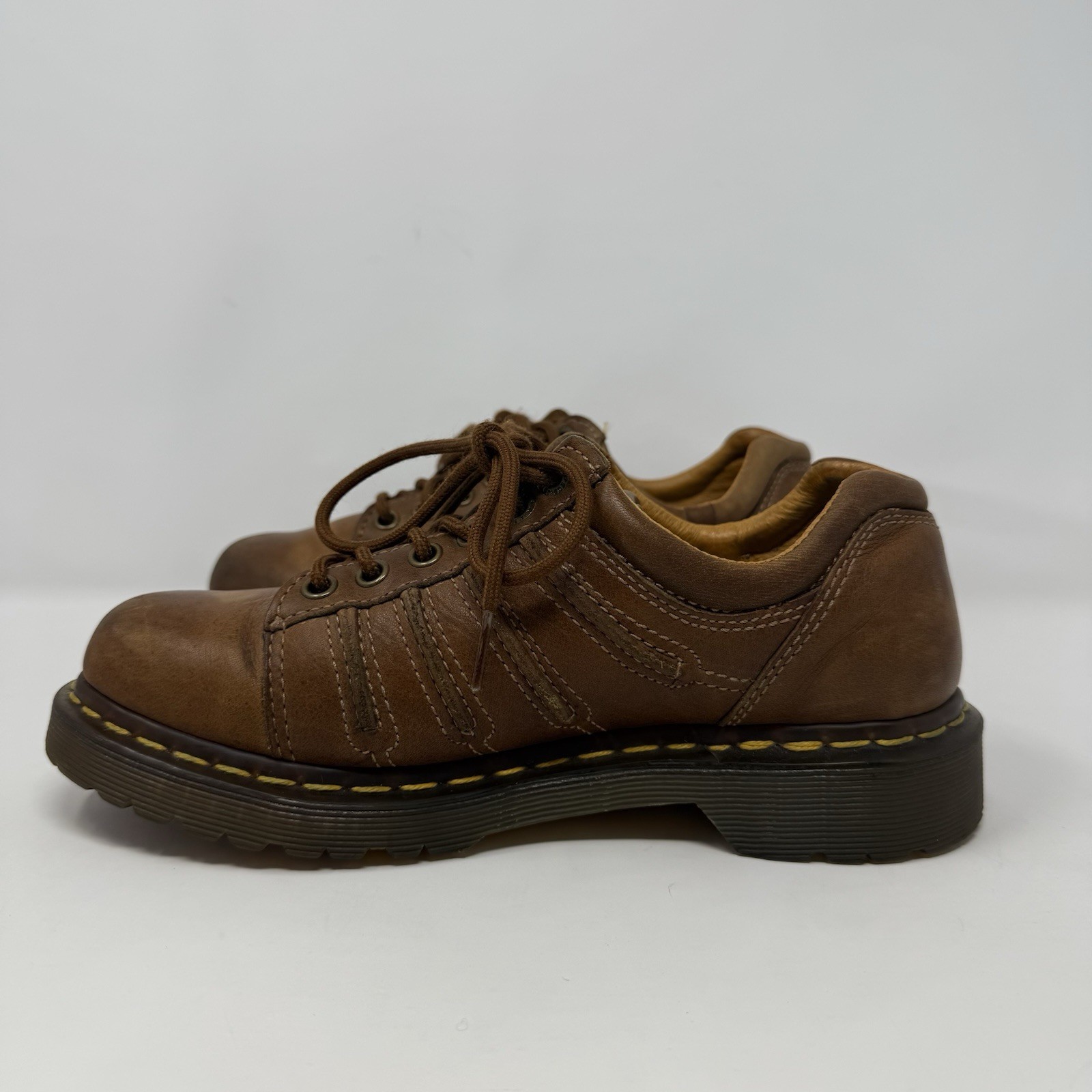 Y2K Dr Martens Chunky Oxford Shoes Brown Leather 12037 Womens Size US 7 UK 5