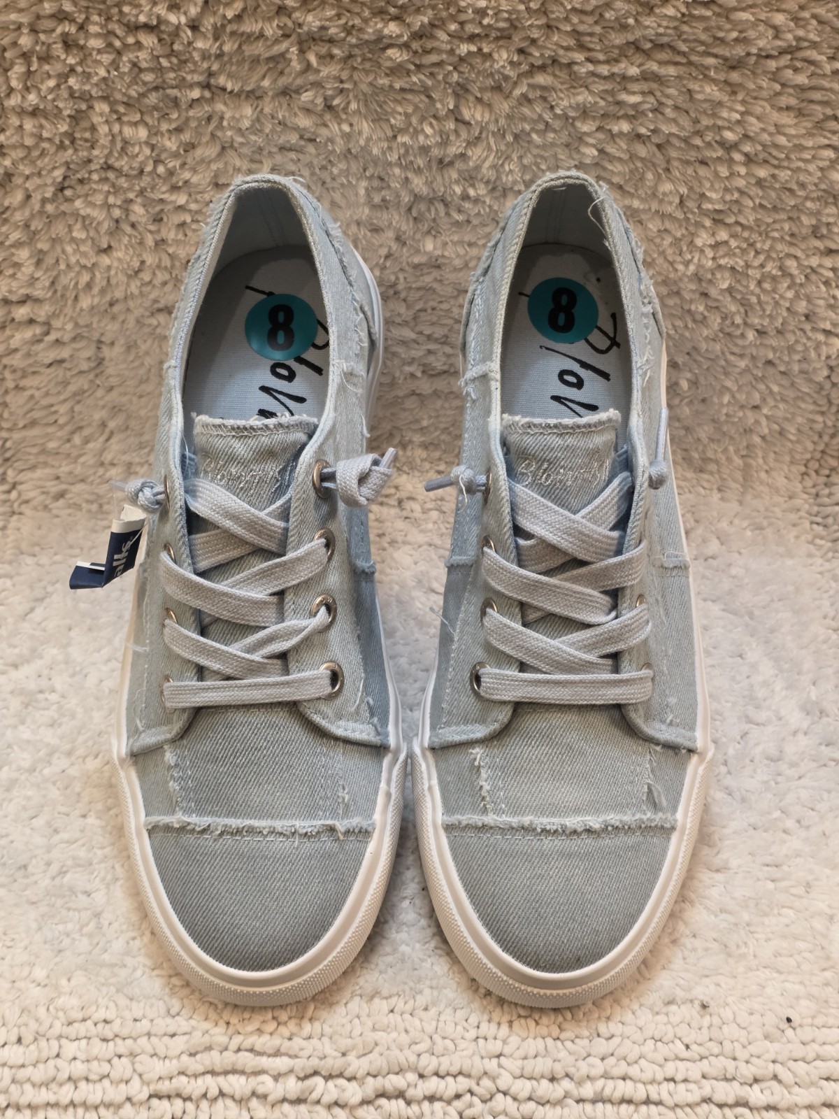 Blowfish Malibu Ice Blue Distressed “Maxine” Womems8 Canvas Slip On Sneakers NEW
