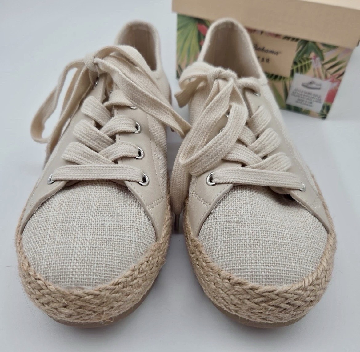 Tommy Bahama Women’s Sneakers 8.5 Natural Linen Gala Espadrille Shoes NWT