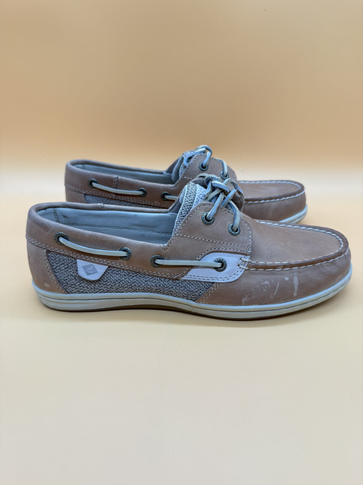 Sperry Women’s Koifish Linen Oats Boat Shoes – Tan – Size US 8.5 – STS95589