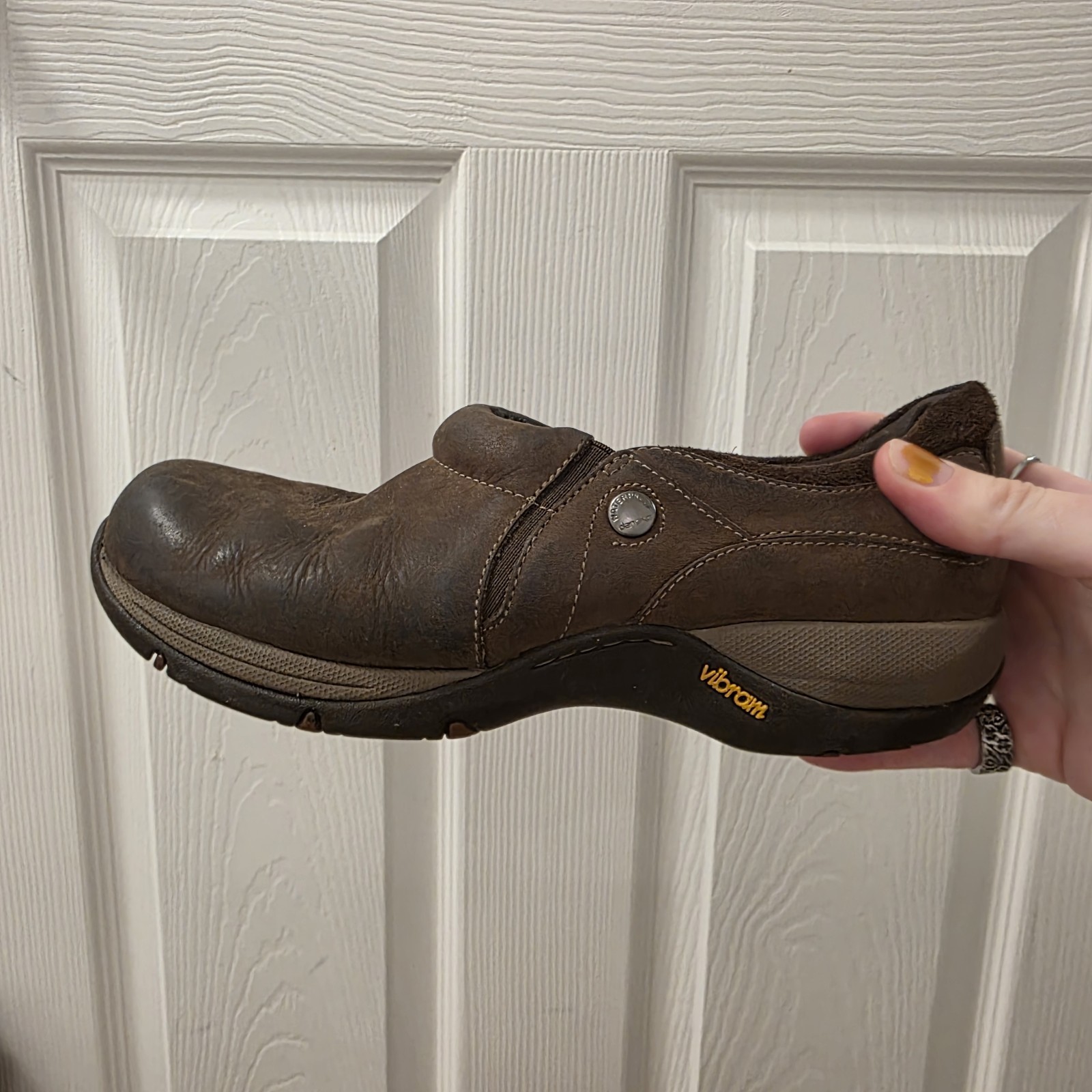 Dansko Brown Leather Nubuck Stain Resistant Slip On Patti Comfort Flats Size 7.5